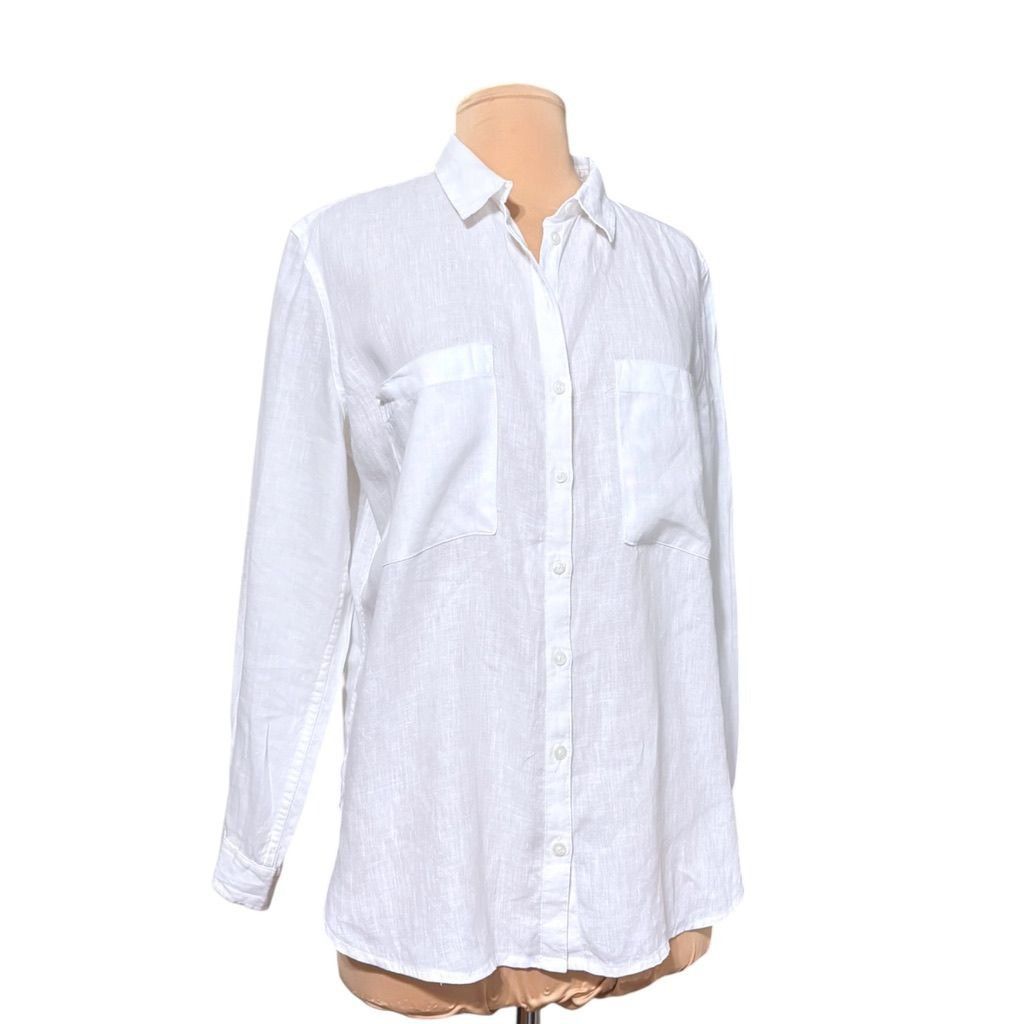 Boden Boden Linen Button Up Shirt White 8 Petite Top Blouse Classi Size M / US 6-8 / IT 42-44 - 1 Thumbnail