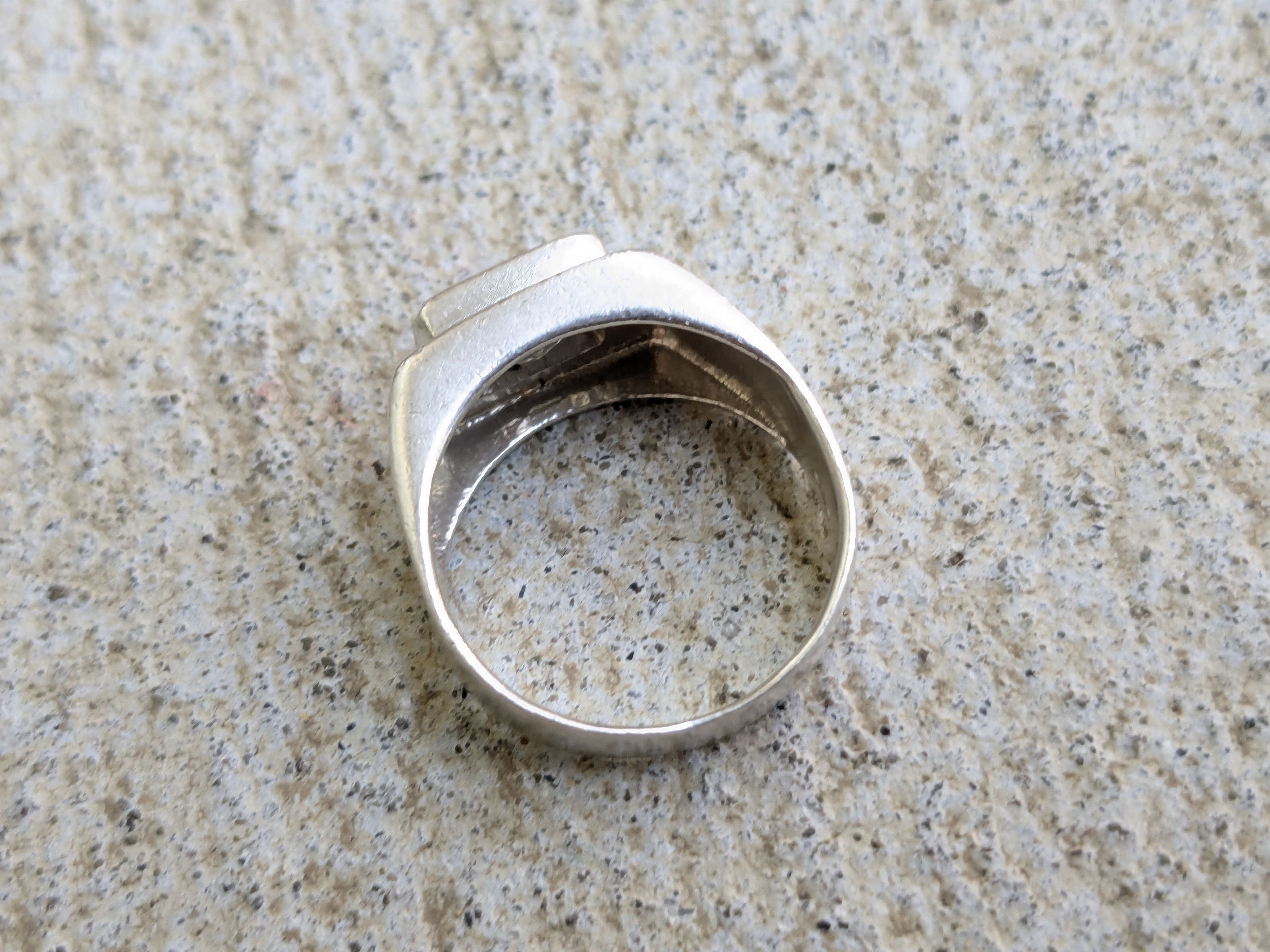 Jewelry Vintage Sterling Silver Ring 7 CZ Rectangle Abstract Modern Size ONE SIZE - 8 Thumbnail