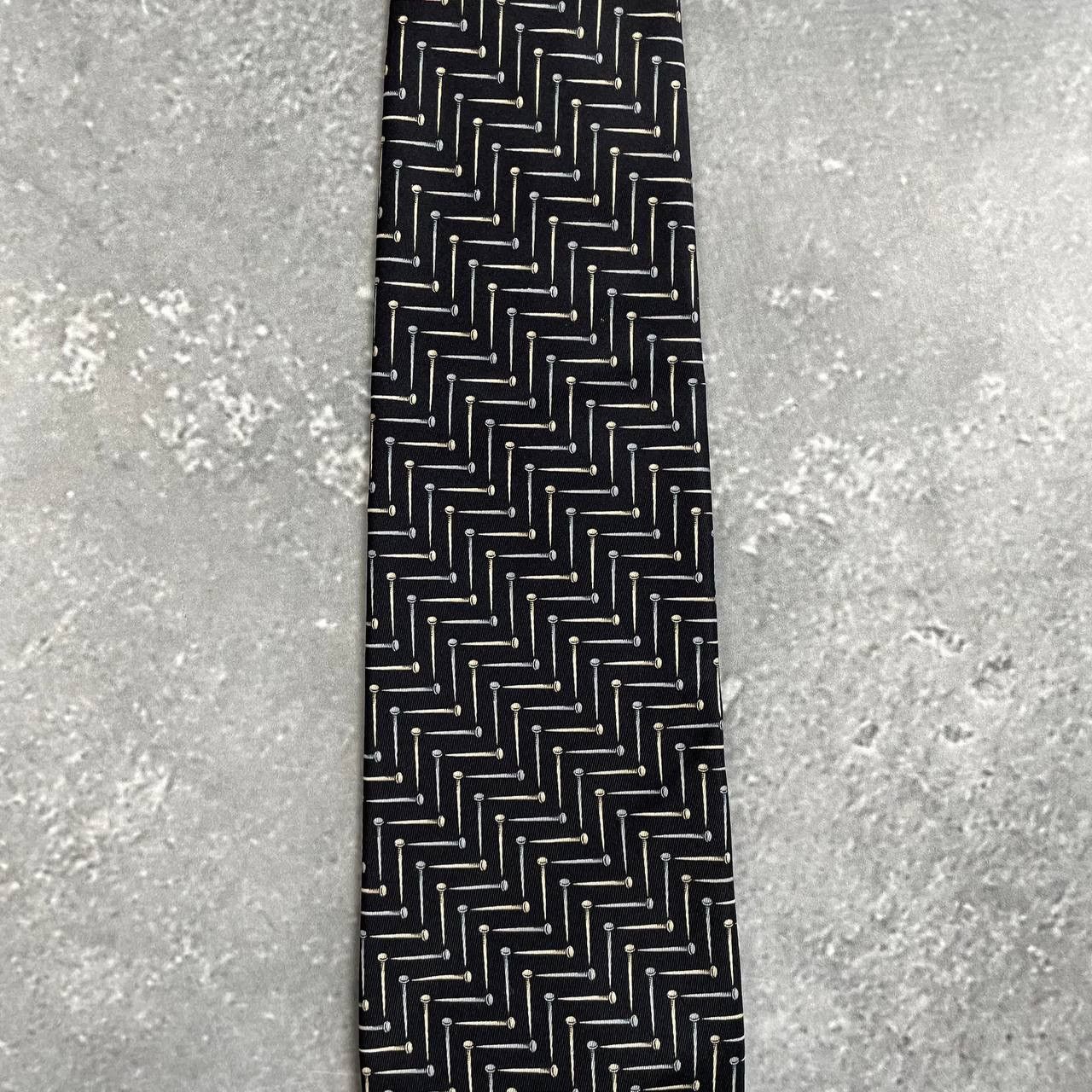 Designer × Gianfranco Ferre × Vintage Vintage Gianfranco Ferre Studio Nails Print Silk Tie Size ONE SIZE - 6 Thumbnail