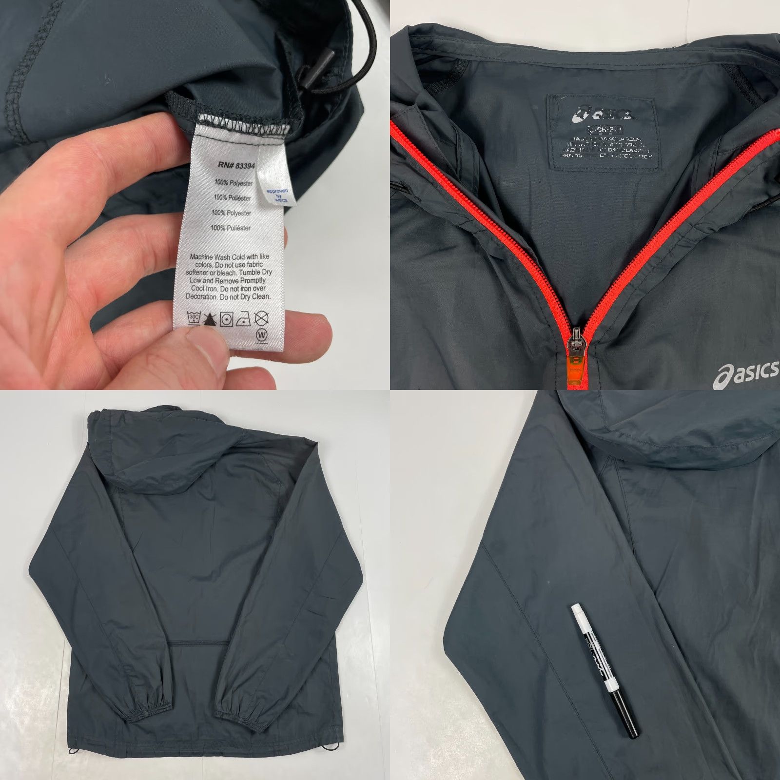 Asics Asics Jacket Mens Small Gray Hooded Running Ultralight Water Resistant Windbreaker Performance Outdoor Spring Fall Winter Size US S / EU 44-46 / 1 - 8 Thumbnail