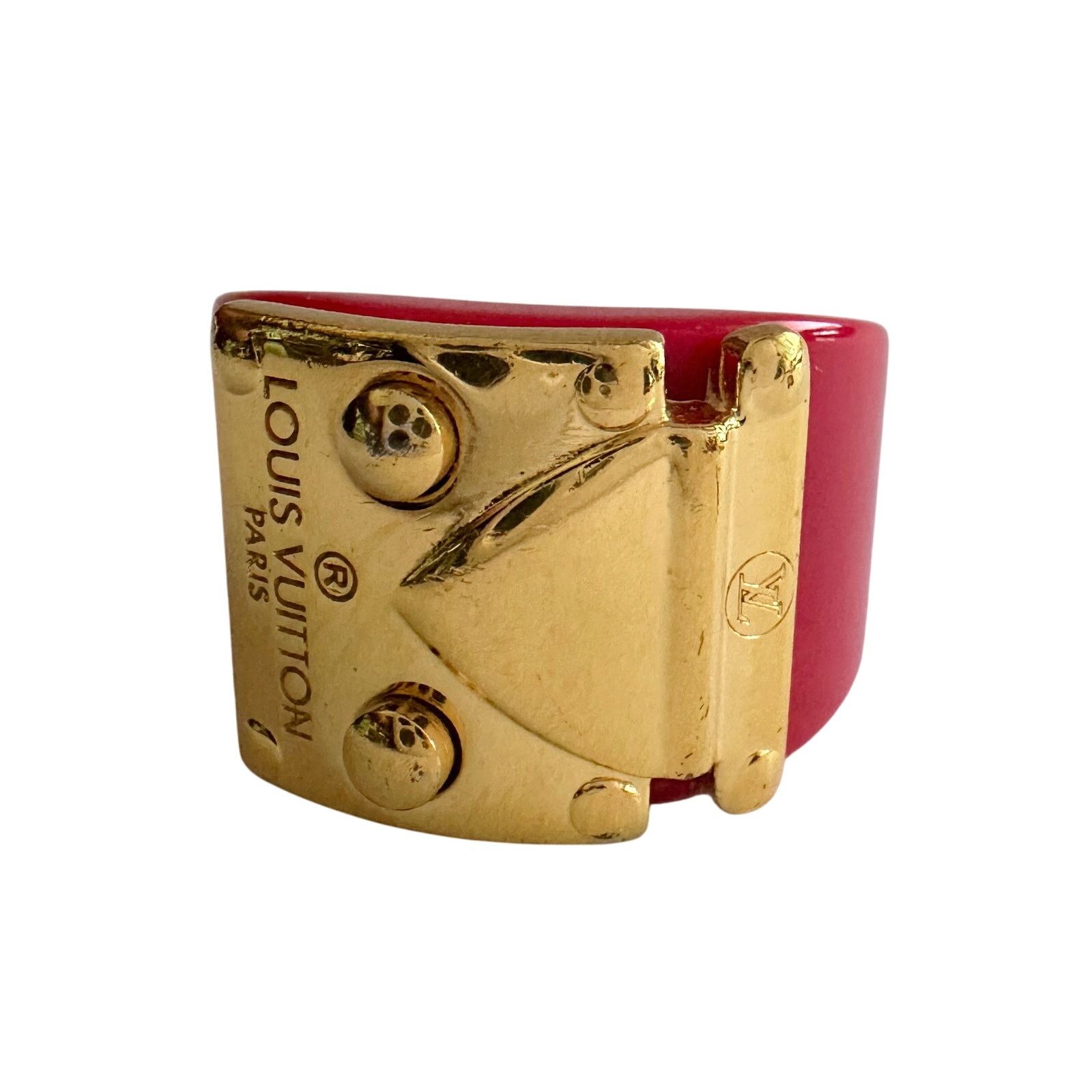 Louis Vuitton Louis Vuitton LockMe Fuchsia Resin Gold Tone Ring Size ONE SIZE - 5 Thumbnail
