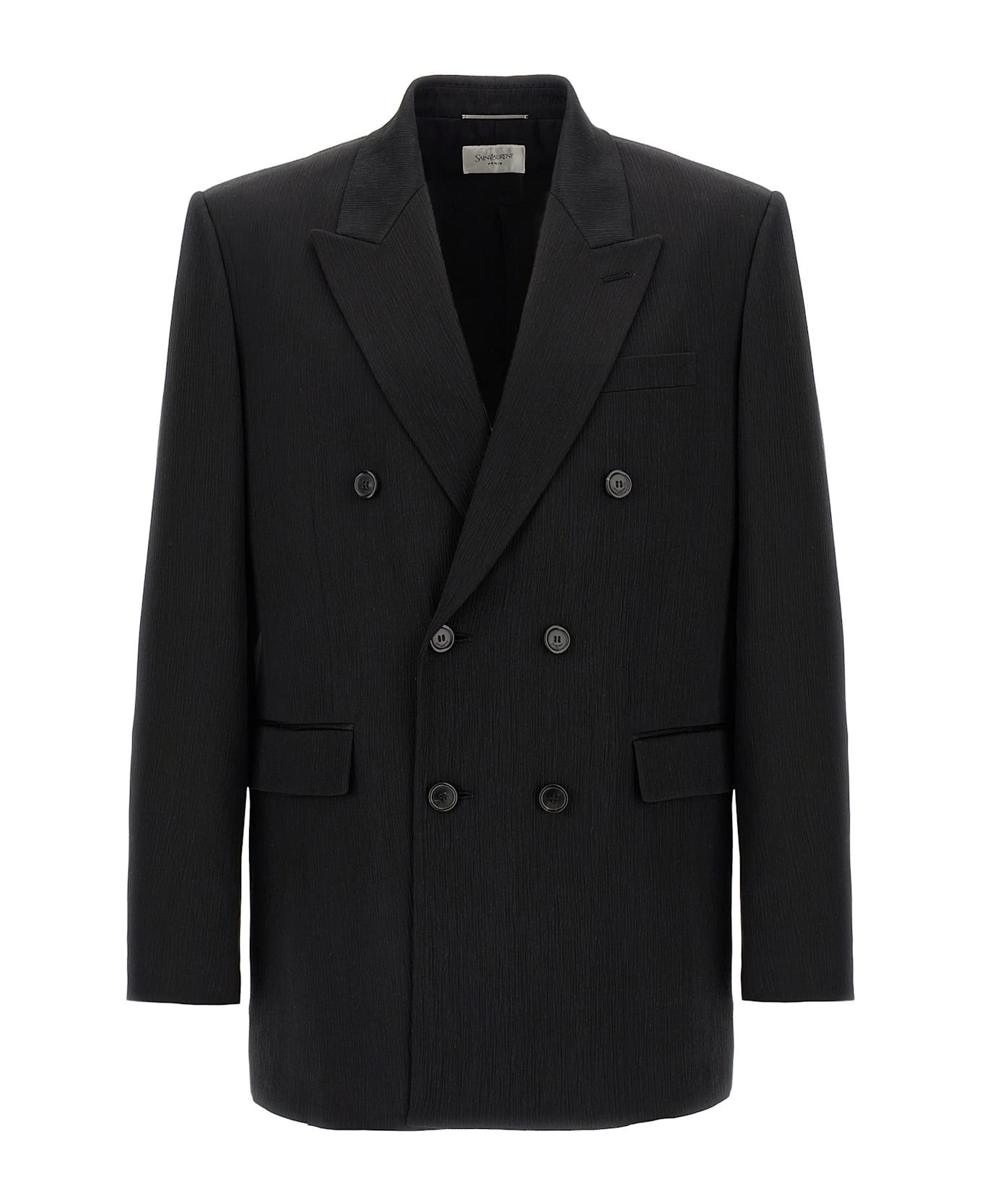 Saint Laurent Paris oc11z0126 817668 Jacket in Silk Satin Crepon in Black Size US L / EU 52-54 / 3 - 1 Thumbnail