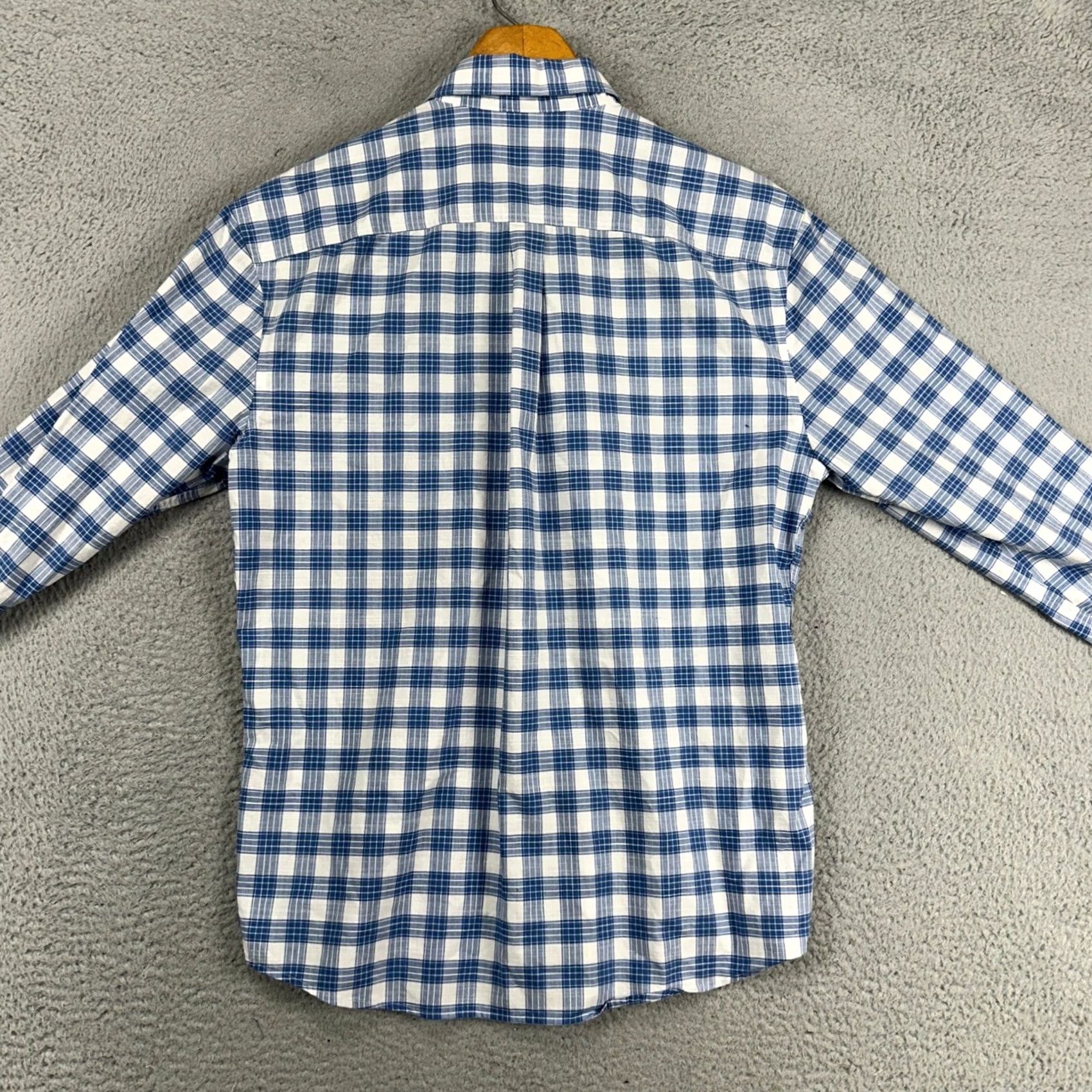 johnnie-O Johnnie-O Hangin Out Mens Button Down Shirt Medium Blue White Plaid Hemp Blend - Size - Pre-Owned Good - Size US M / EU 48-50 / 2 - 3 Thumbnail