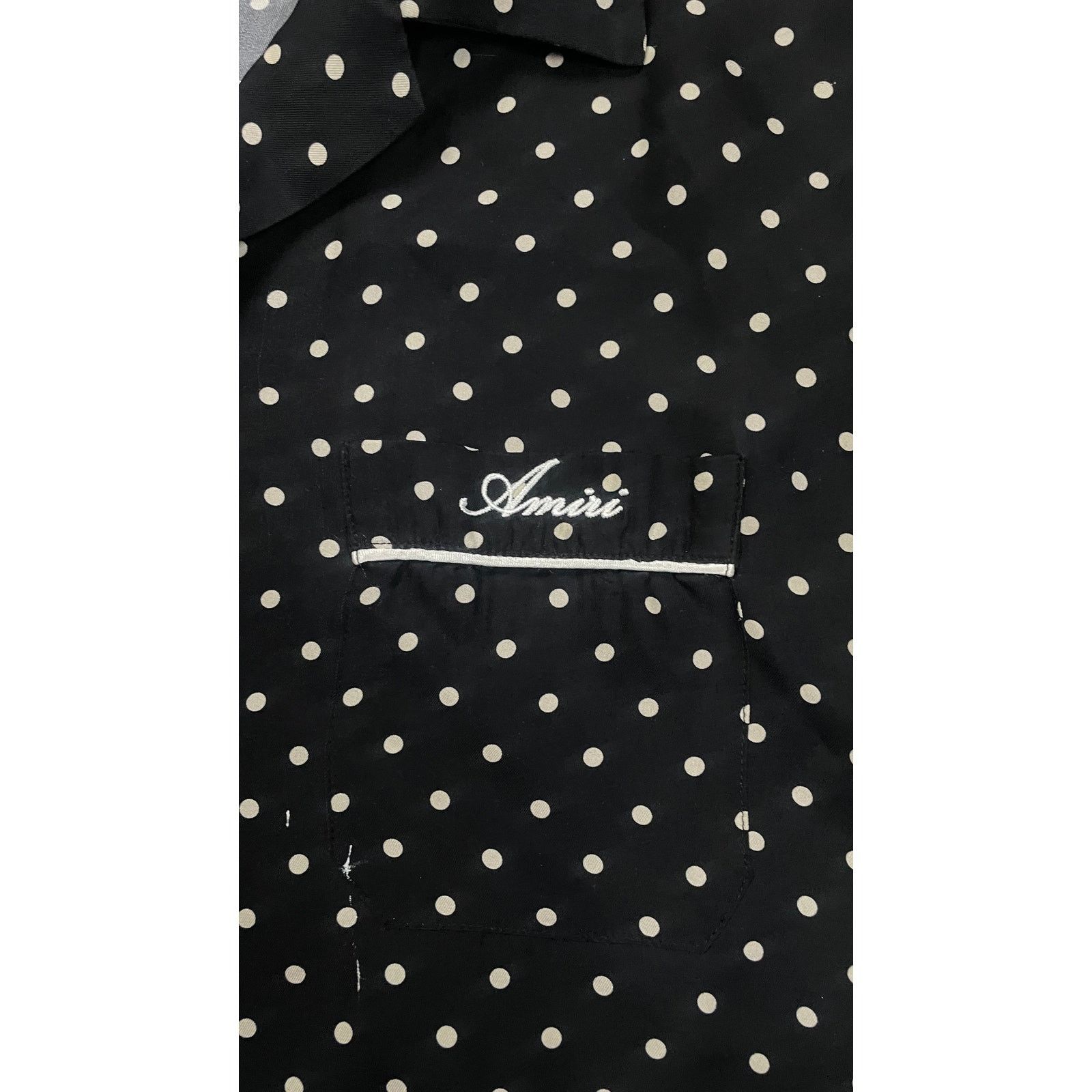 Amiri Amiri Polka Dot Silk Button Up Black Cream Used Large Size US L / EU 52-54 / 3 - 2 Thumbnail
