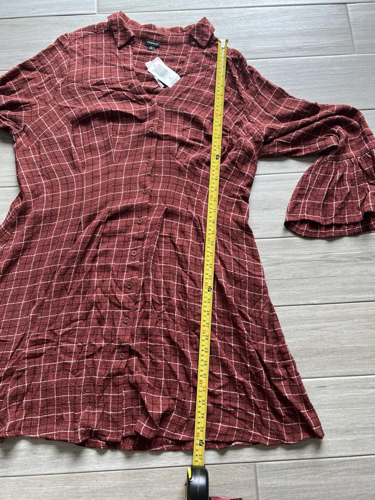 Torrid Torrid Gauze Bell Sleeve Shirtdress Plaid Size 18-20 NWT Size XXL / US 16-18 / IT 52-54 - 6 Thumbnail