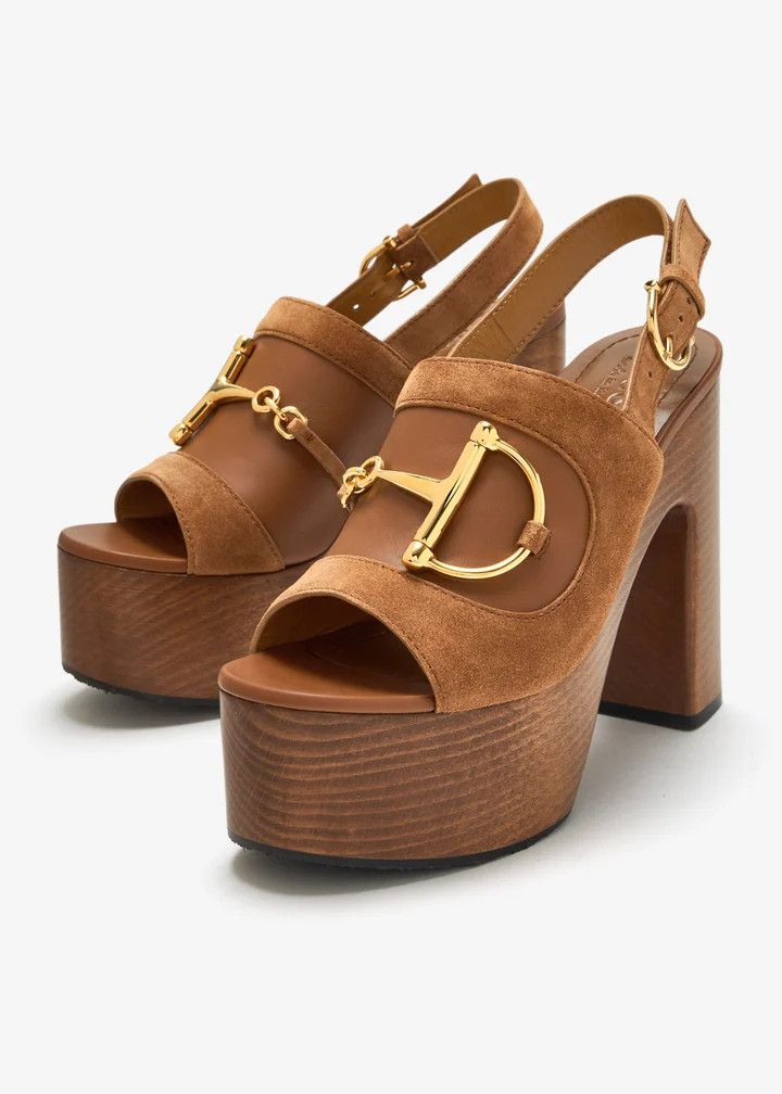 Gucci o1loc1c0426 834420 Women's Platform Sandals With Horsebit Size US 7 / IT 37 - 4 Thumbnail