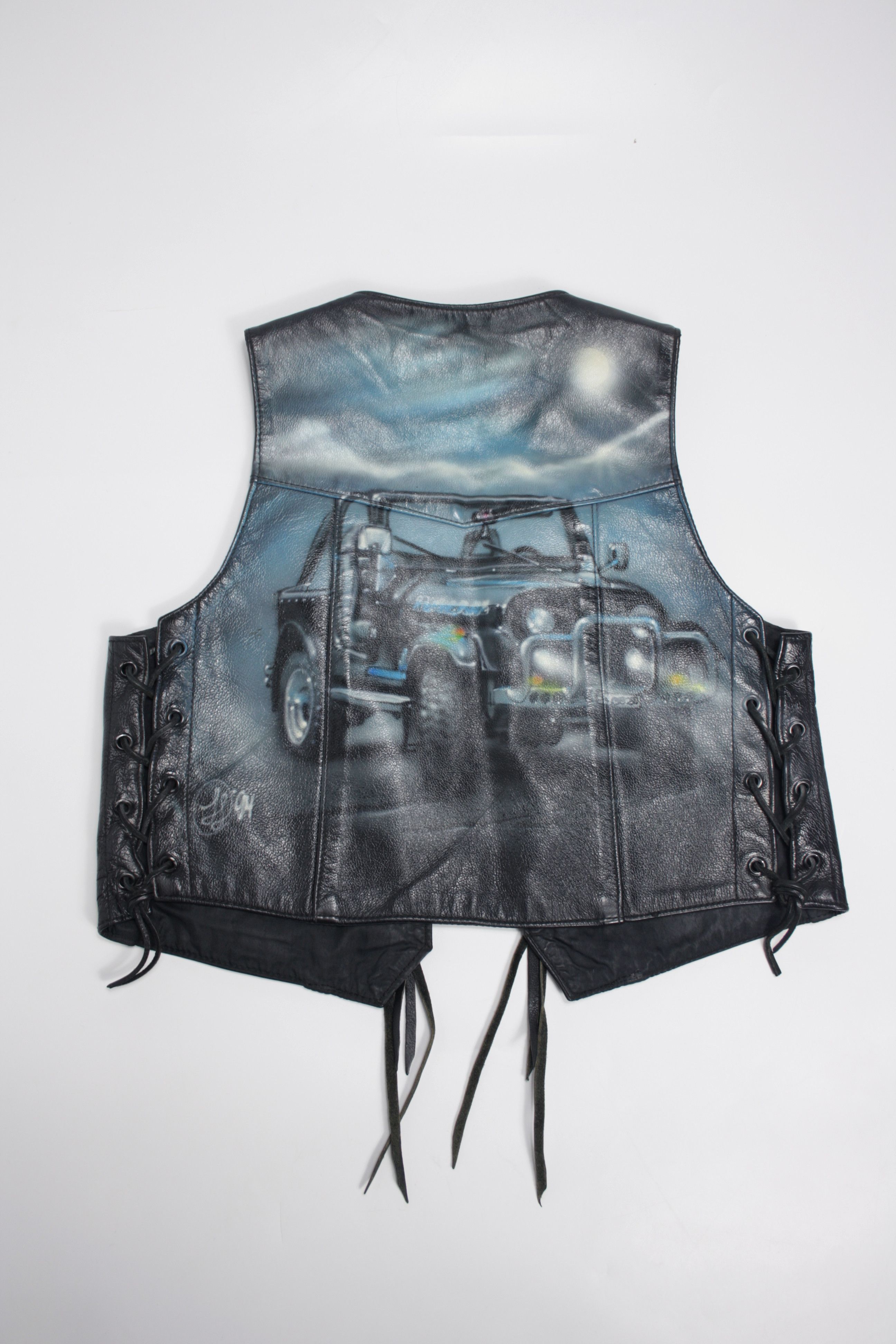 Genuine Leather × Vintage Daytona 1994 Vintage Hand Painted Leather Cropped Vest Size XL / US 12-14 / IT 48-50 - 2 Thumbnail