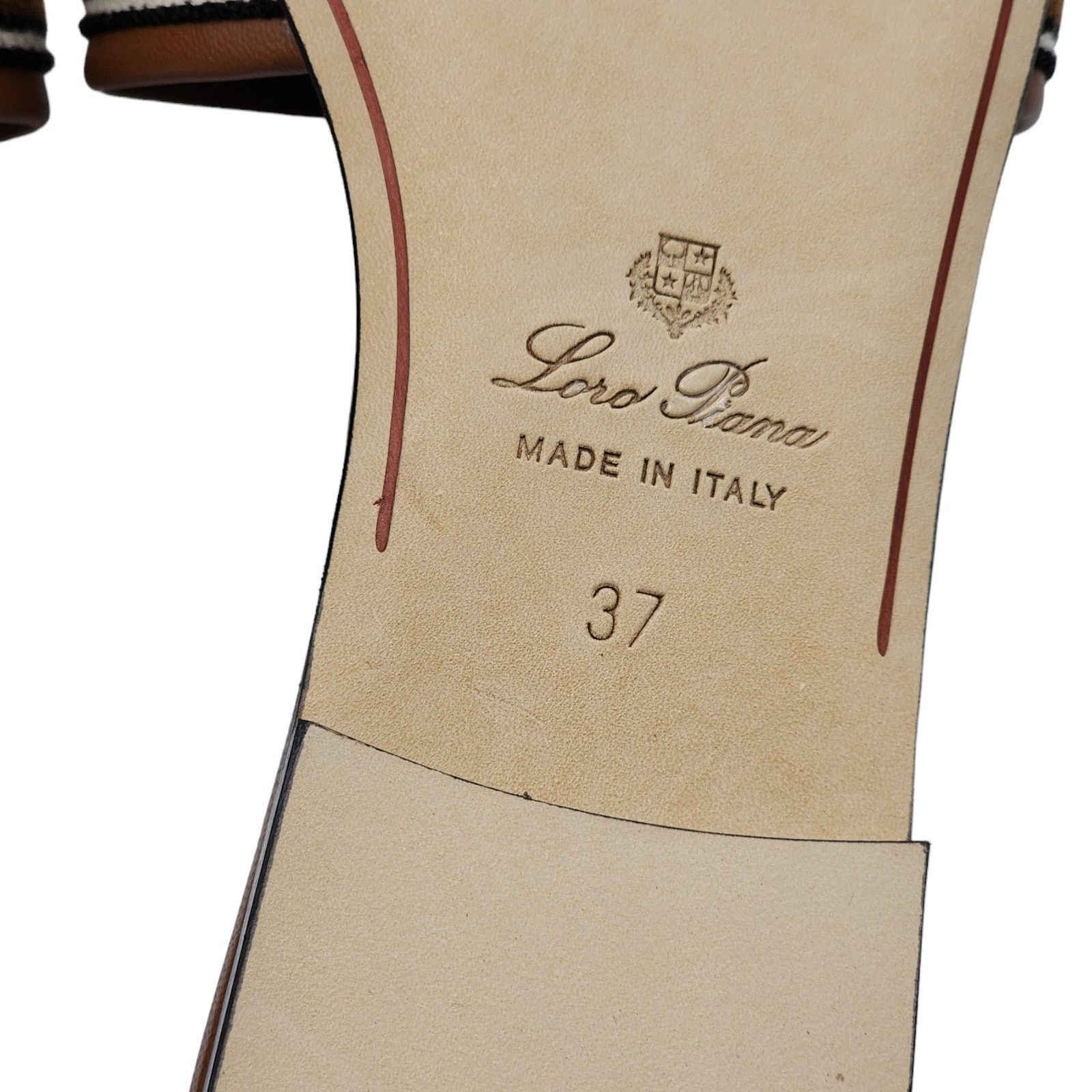 Loro Piana The Suitcase Stripe Sandals - Fabric Leather - Brown 37 $750 Size US 7 / IT 37 - 7 Thumbnail