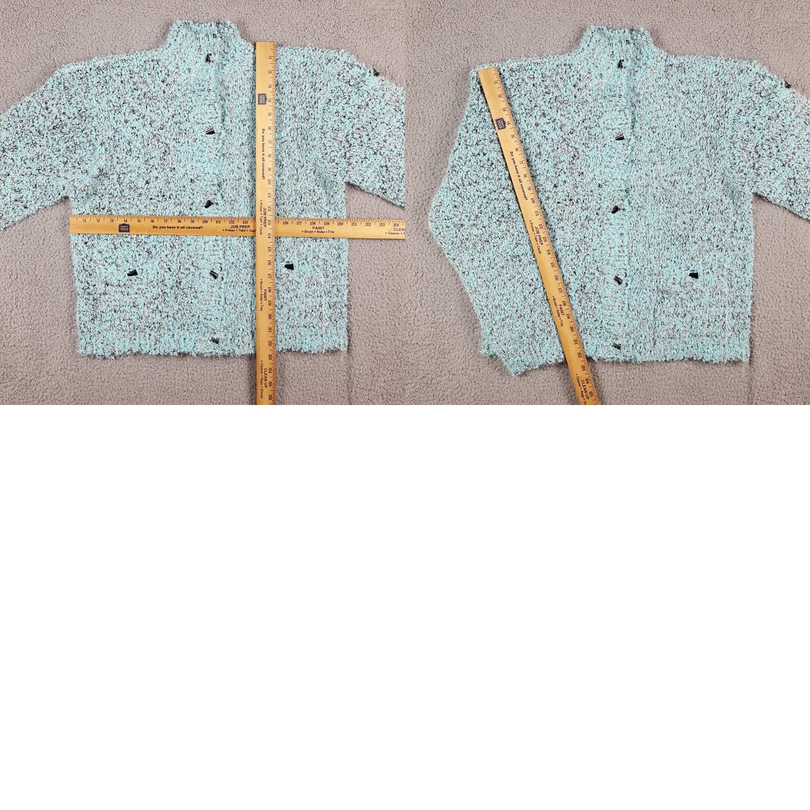Vintage Light Blue Fuzzy Sherpa Fleece Cardigan Women's Medium Knit Boho Preppy Sweater Size M / US 6-8 / IT 42-44 - 8 Thumbnail