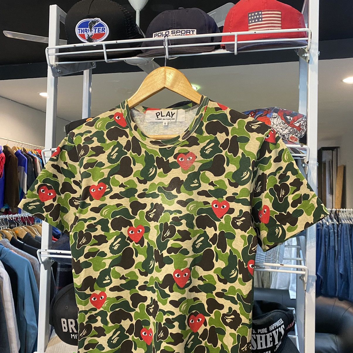 Bape × Comme des Garcons 2012 Comme Des Garcons Play X Bape Full Print Tshirts Size US S / EU 44-46 / 1 - 3 Thumbnail