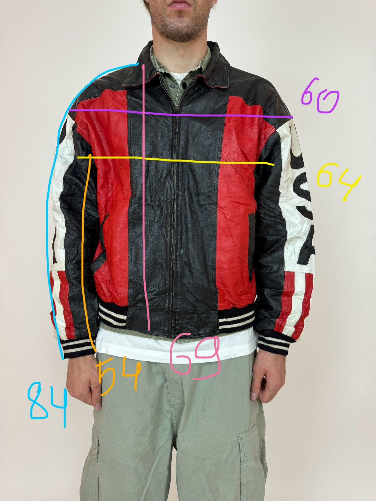 Vintage Vintage Leather Jacket 9000 Motorcycle USA American Flag Size US XXL / EU 58 / 5 - 15 Thumbnail