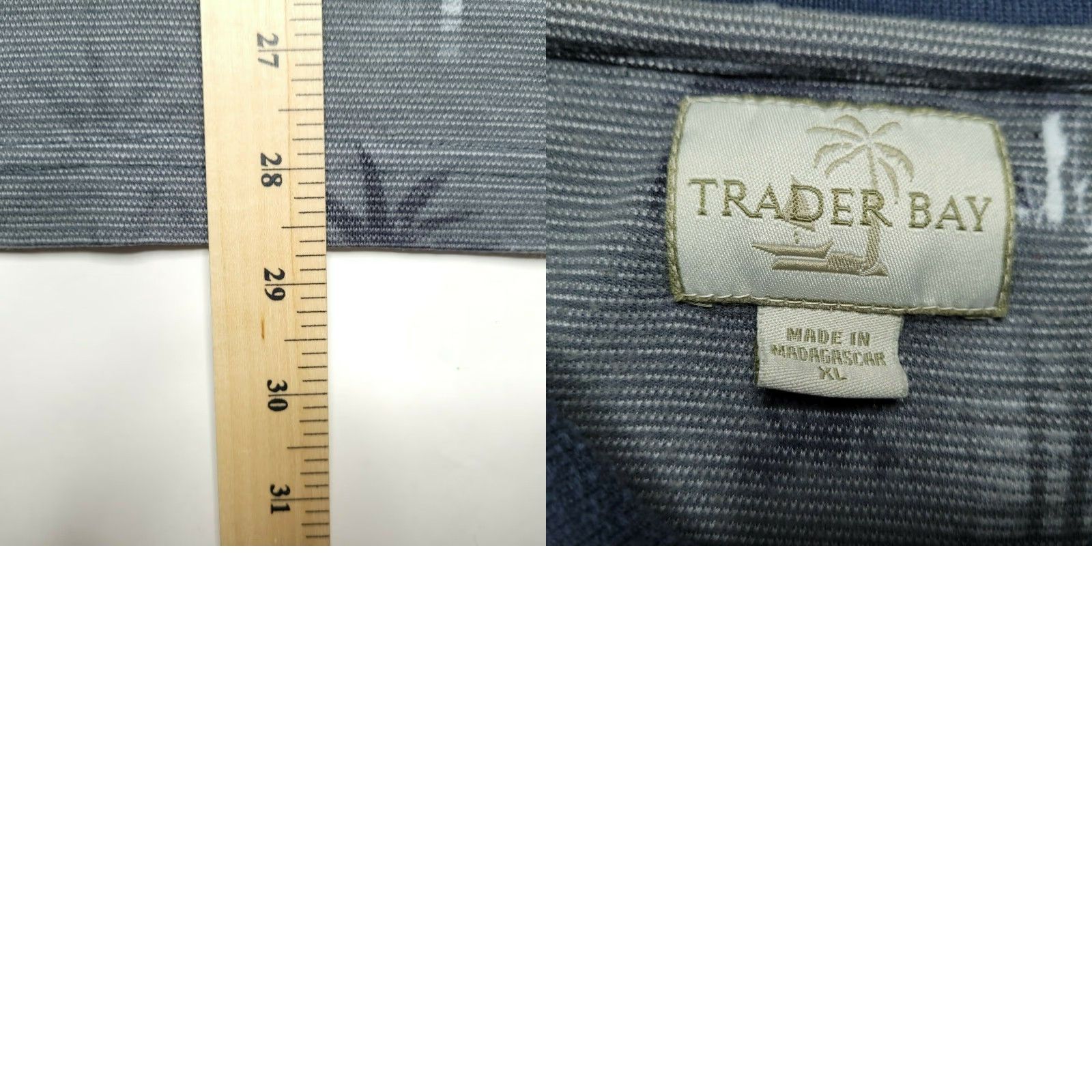 Vintage Trader Bay Hawaiian Gray Polo Shirt Adult XL Short Sleeve Button Casual Mens Size US XL / EU 56 / 4 - 8 Thumbnail