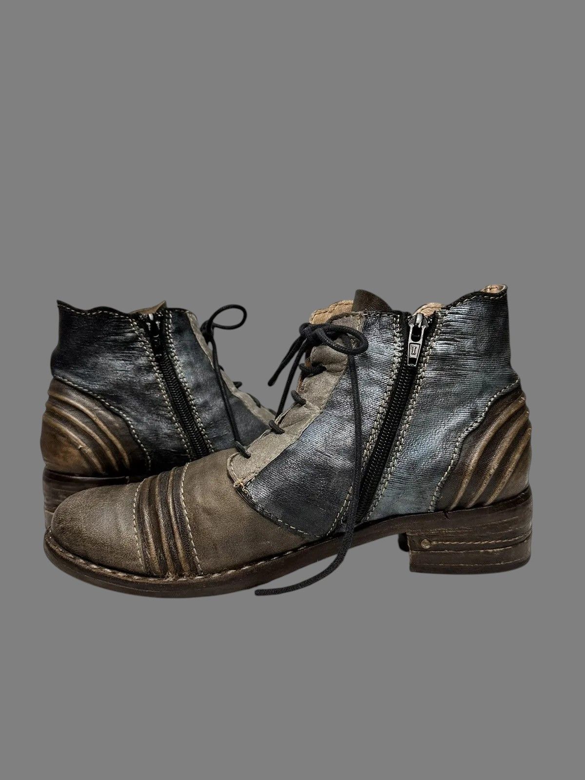 14th Addiction AS 98 Style Italian Leather Boots with Metal Zip Detail Size US 9 / IT 39 - 8 Thumbnail