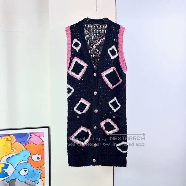 Chanel Chanel Colourful long sleeveless knitted jacket Size XS / US 0-2 / IT 36-38 - 1 Thumbnail
