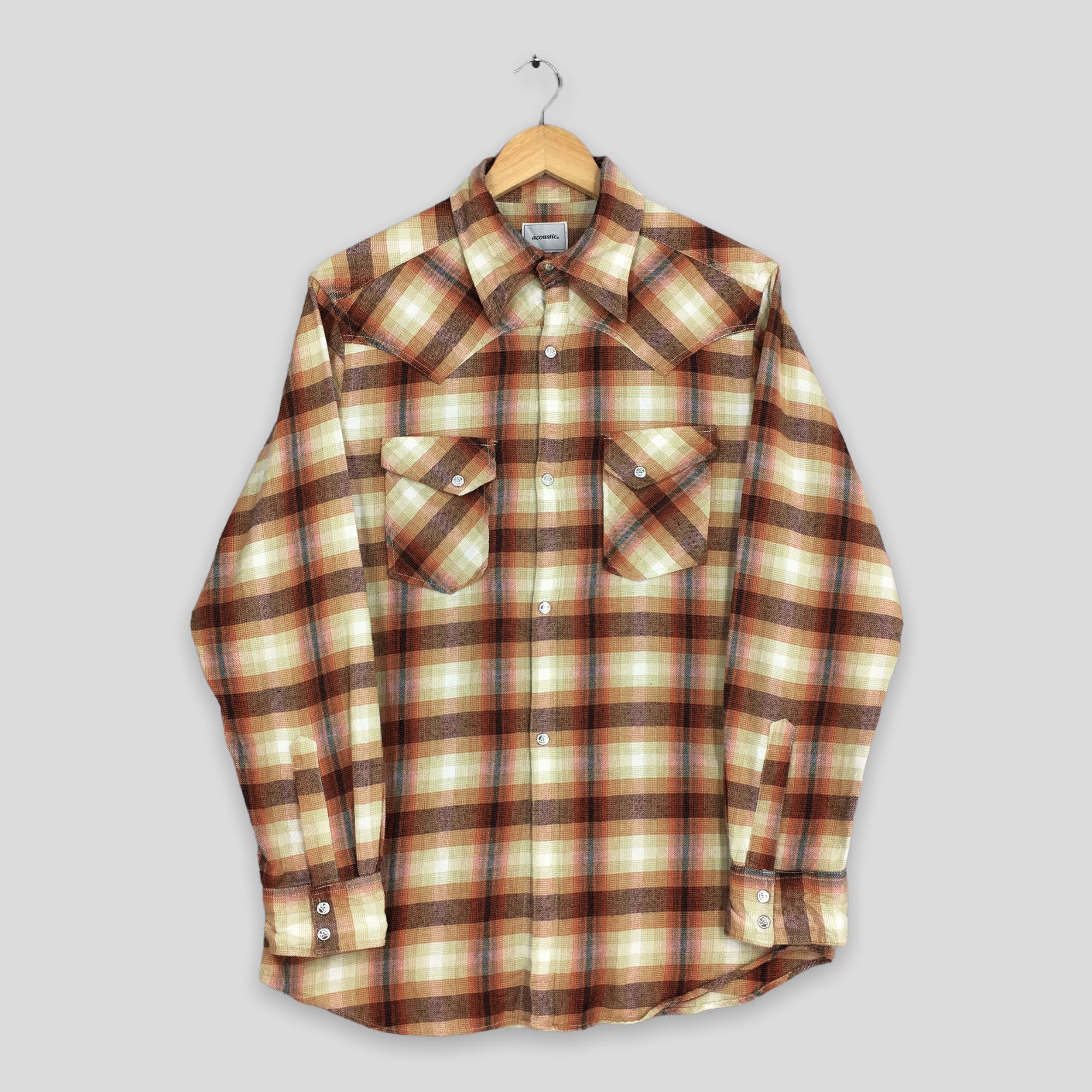 image of Arrow x Flannel Acoustic Japan Checkered Plaid Shadow Shirt Large, Men's