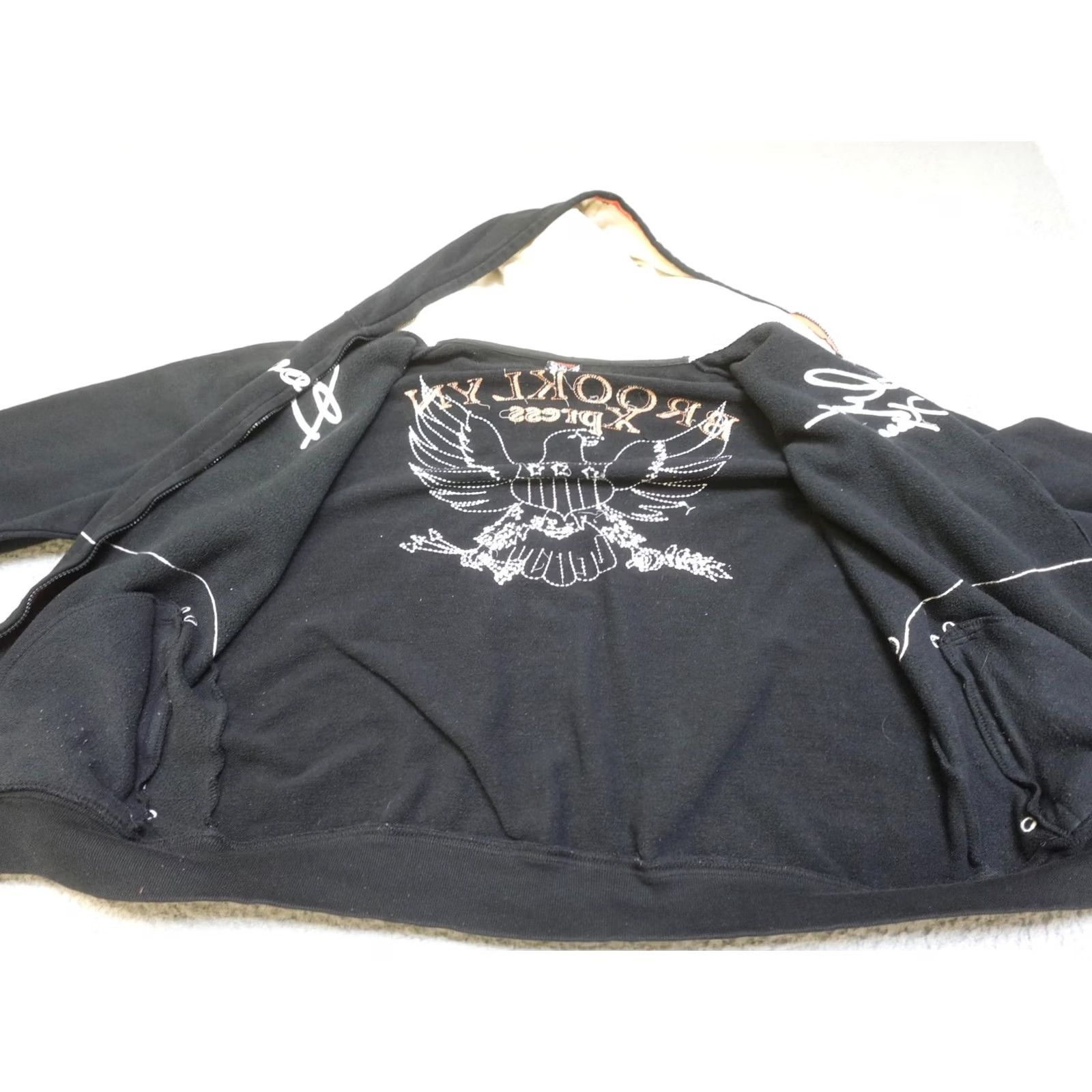 Vintage VINTAGE Brooklyn Xpress Hoodie Mens XL Black Eagle Grunge Gothic Size US XL / EU 56 / 4 - 4 Thumbnail