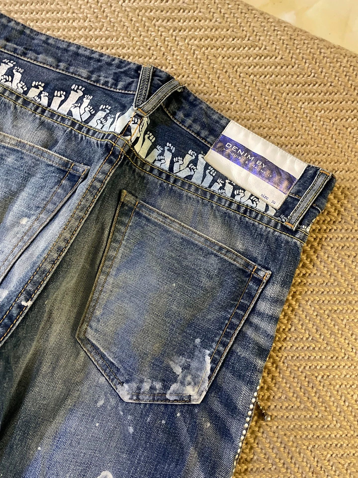 Vanquish VANQUISH x FRAG Lightning Splash Ink Distressed Jeans W30 Size US 30 / EU 46 - 5 Thumbnail