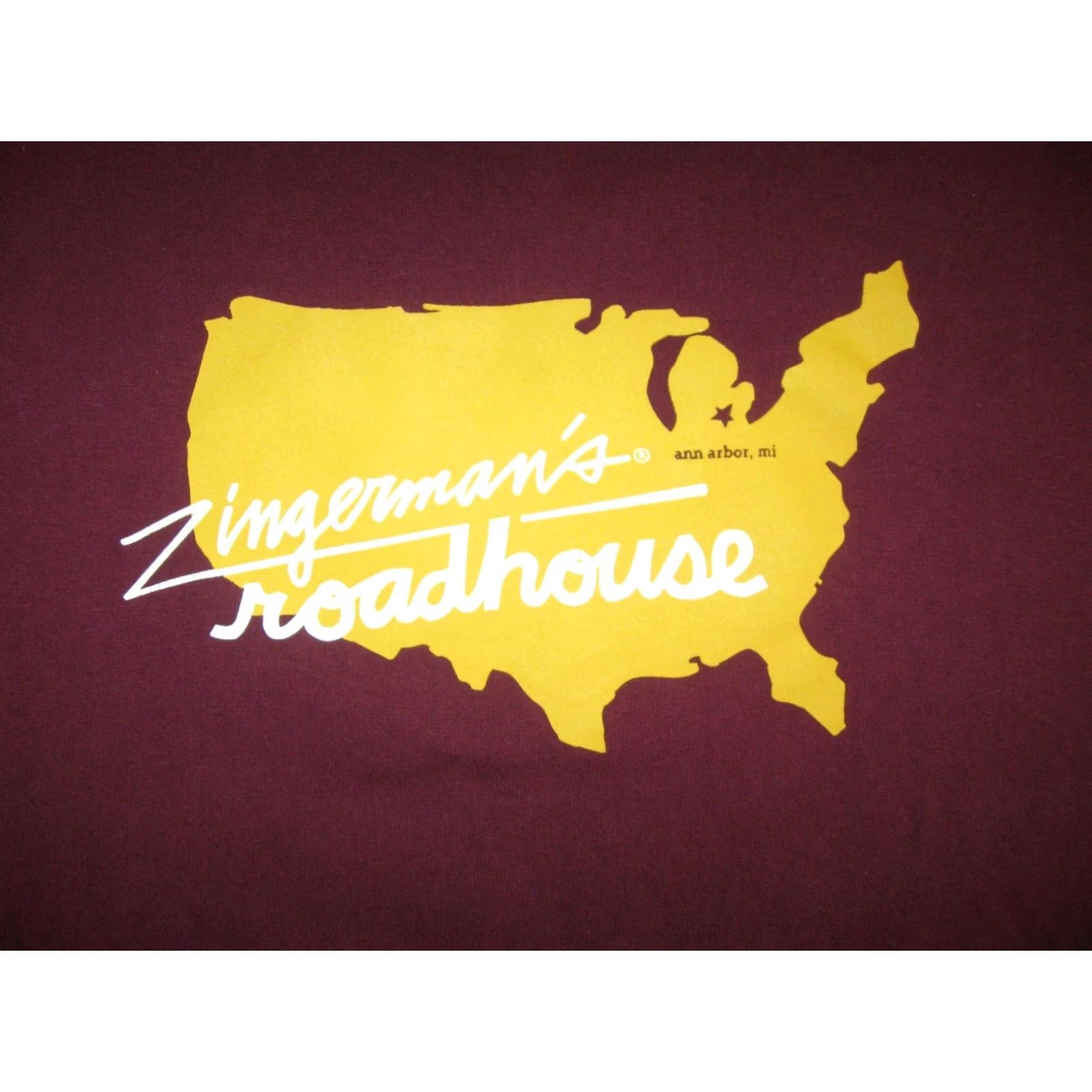 Gildan ZINGERMAN'S ROADHOUSE Ann Arbor T Shirt Men's Large BeEr City Michigan Graphic Print Vintage Maroon Gildan Cotton Logo Short Sleeve Size US L / EU 52-54 / 3 - 3 Thumbnail
