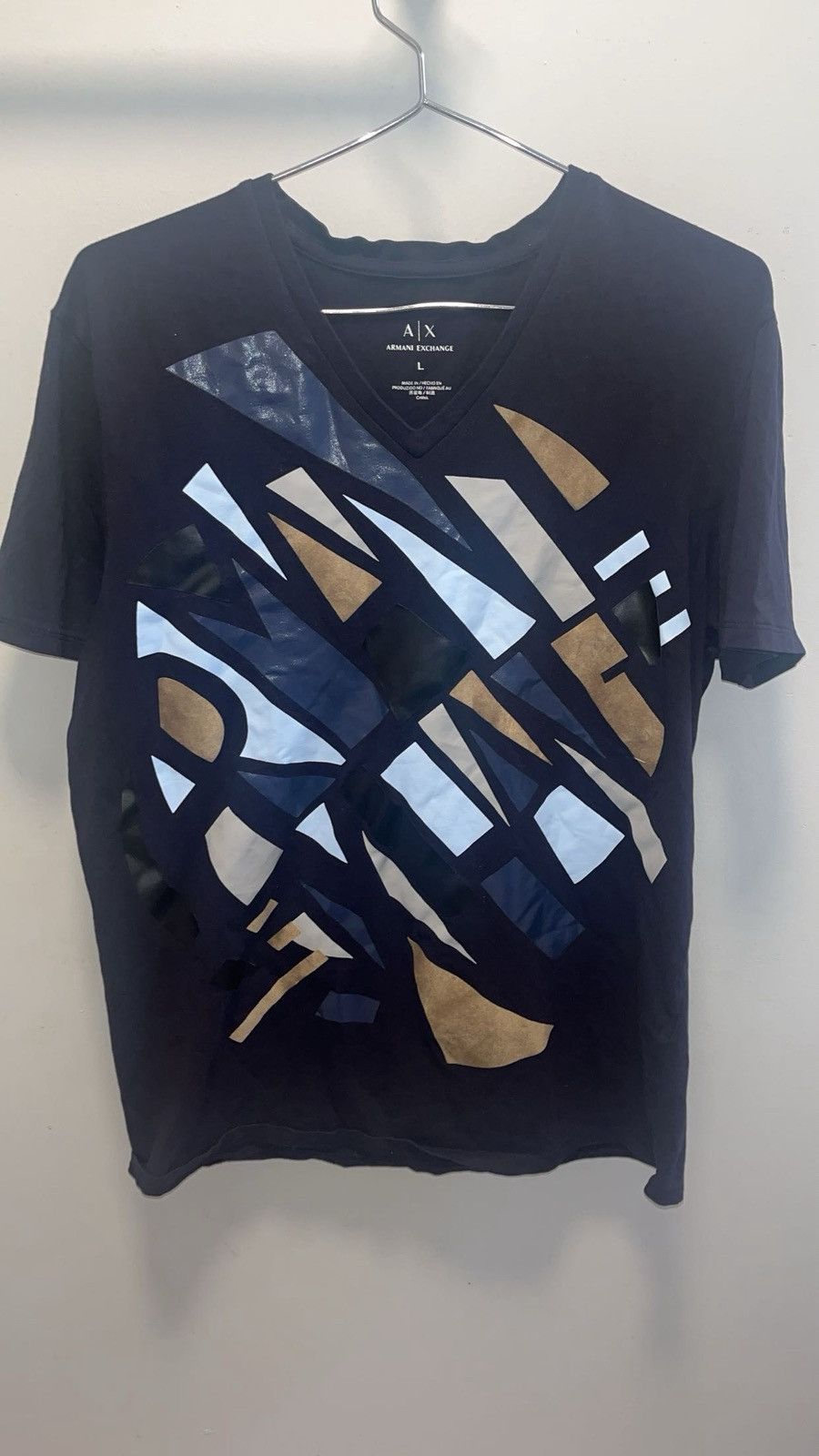 Armani Exchange Blue Vintage graphic v neck Size US L / EU 52-54 / 3 - 1 Thumbnail