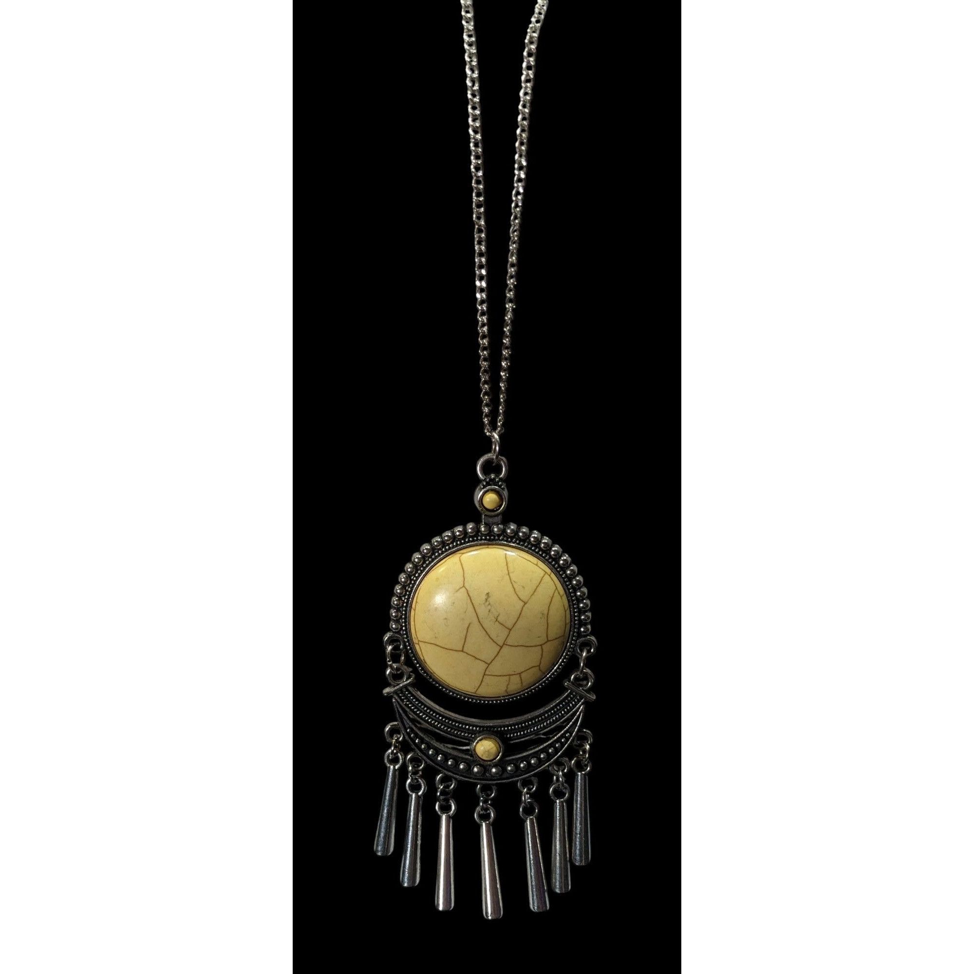 Other Paparazzi Bohemian Yellow And Silver Tone Pendant Necklace Size ONE SIZE - 2 Thumbnail
