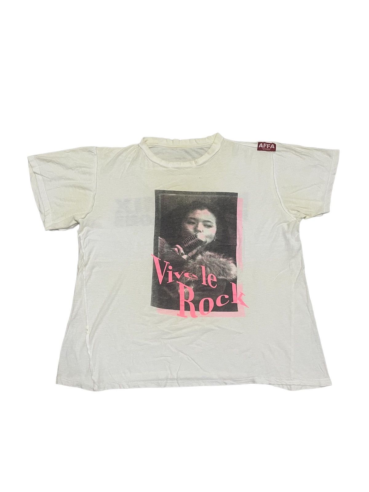image of A F F A x Hiroshi Fujiwara Vintage 90's A.f.f.a Vive Le Rock Koizumix Productions Tee in White (Siz