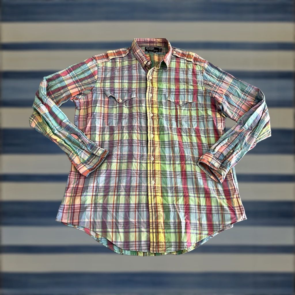 Polo Ralph Lauren Polo Ralph Lauren Shirt Plaid Long Sleeve Button-Up Mens XL Military Mulitcolor Size US XL / EU 56 / 4 - 1 Thumbnail