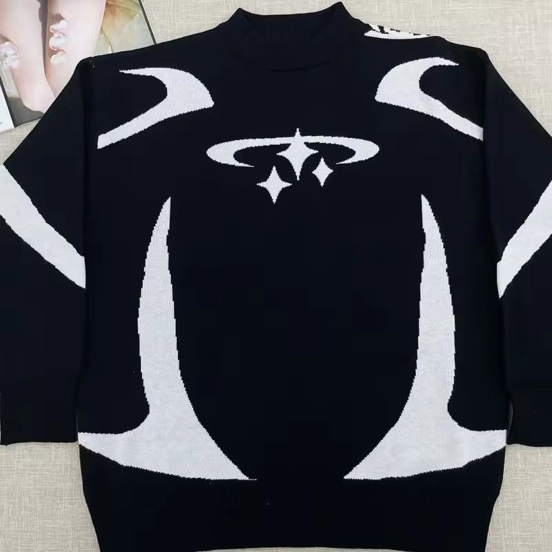Japanese Brand Y2K Star Pattern Sweater Winter Warm Fleece Retro Aesthetic Size US M / EU 48-50 / 2 - 1 Thumbnail