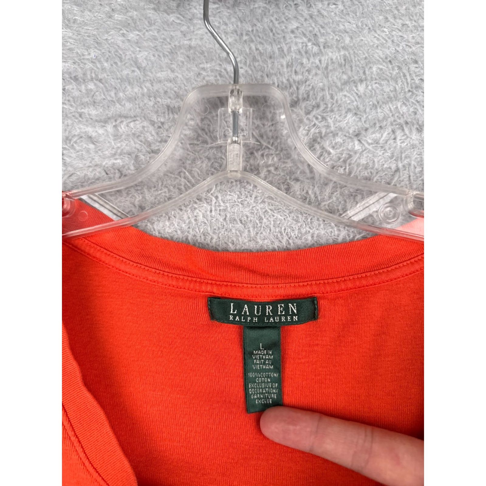 Polo Ralph Lauren Lauren Ralph Sport Shirt Women Large Orange 100% Cotton Scoop Neck Short Sleeve Size L / US 10 / IT 46 - 7 Thumbnail