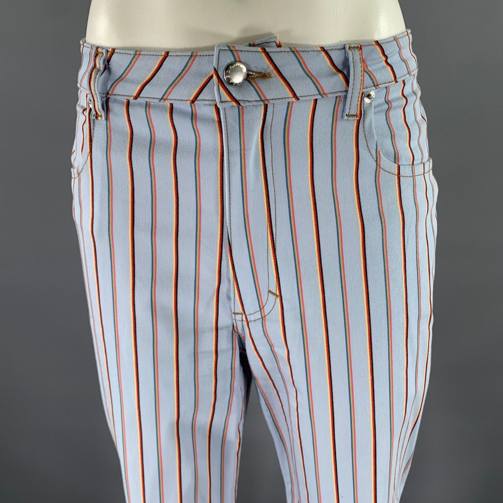 Eckhaus Latta ECKHAUS LATTA Size 30 Light Blue Cotton Blend Stripe Pants Size US 30 / EU 46 - 2 Thumbnail