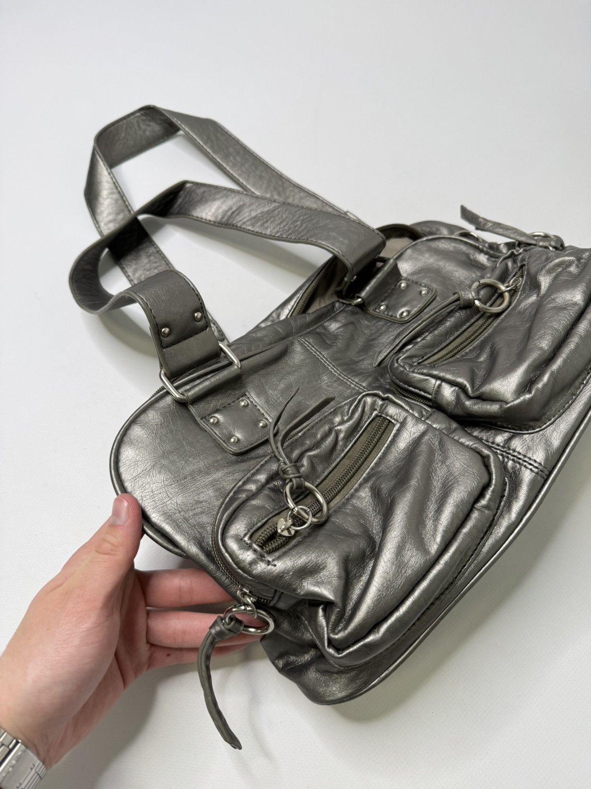 Japanese Brand Vintage silver metallic avant garde bag japanese swag y2k Size ONE SIZE - 5 Thumbnail