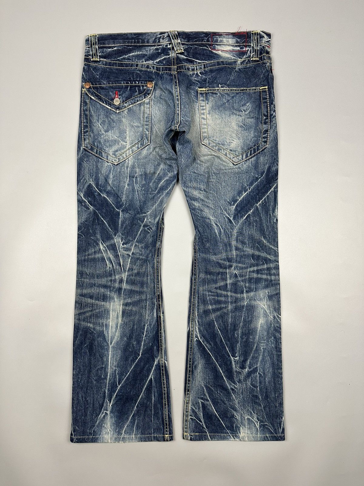If Six Was Nine × Le Grande Bleu (L.G.B.) 🔥Rare🔥Vintage Blue Way Nippon Whiskered Flared Denim Size US 37 - 2 Thumbnail