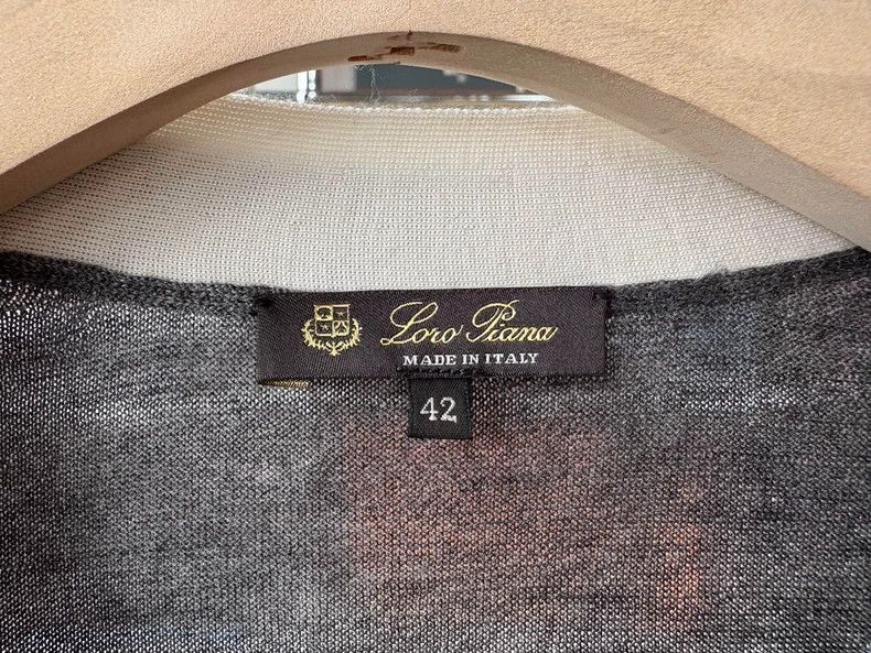 Loro Piana LORO PIANA Gray and white striped collar knit cardigan Size M / US 6-8 / IT 42-44 - 5 Thumbnail