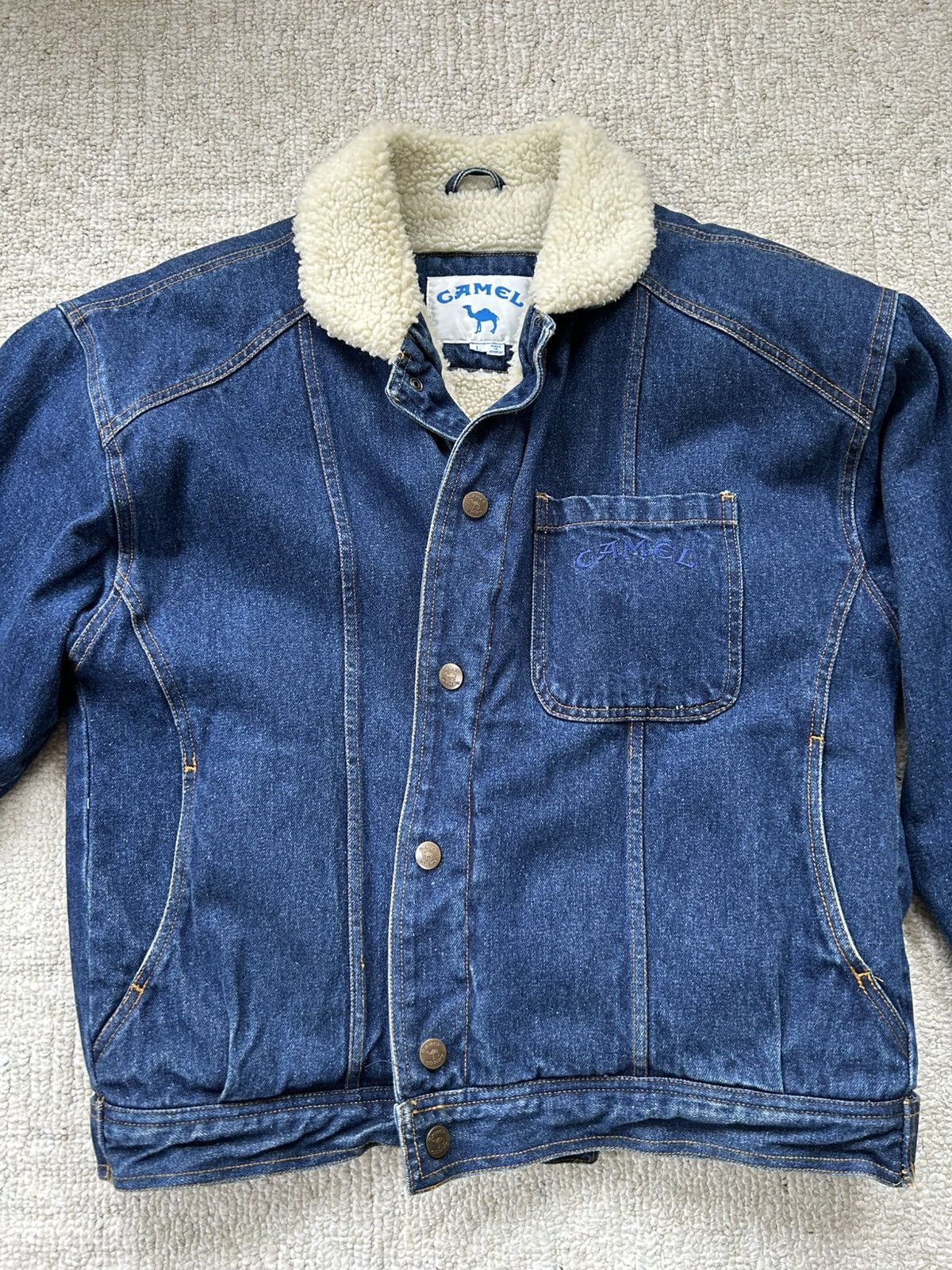 Camel vintage camel blue denim sherpa lined jacket Size US L / EU 52-54 / 3 - 2 Thumbnail