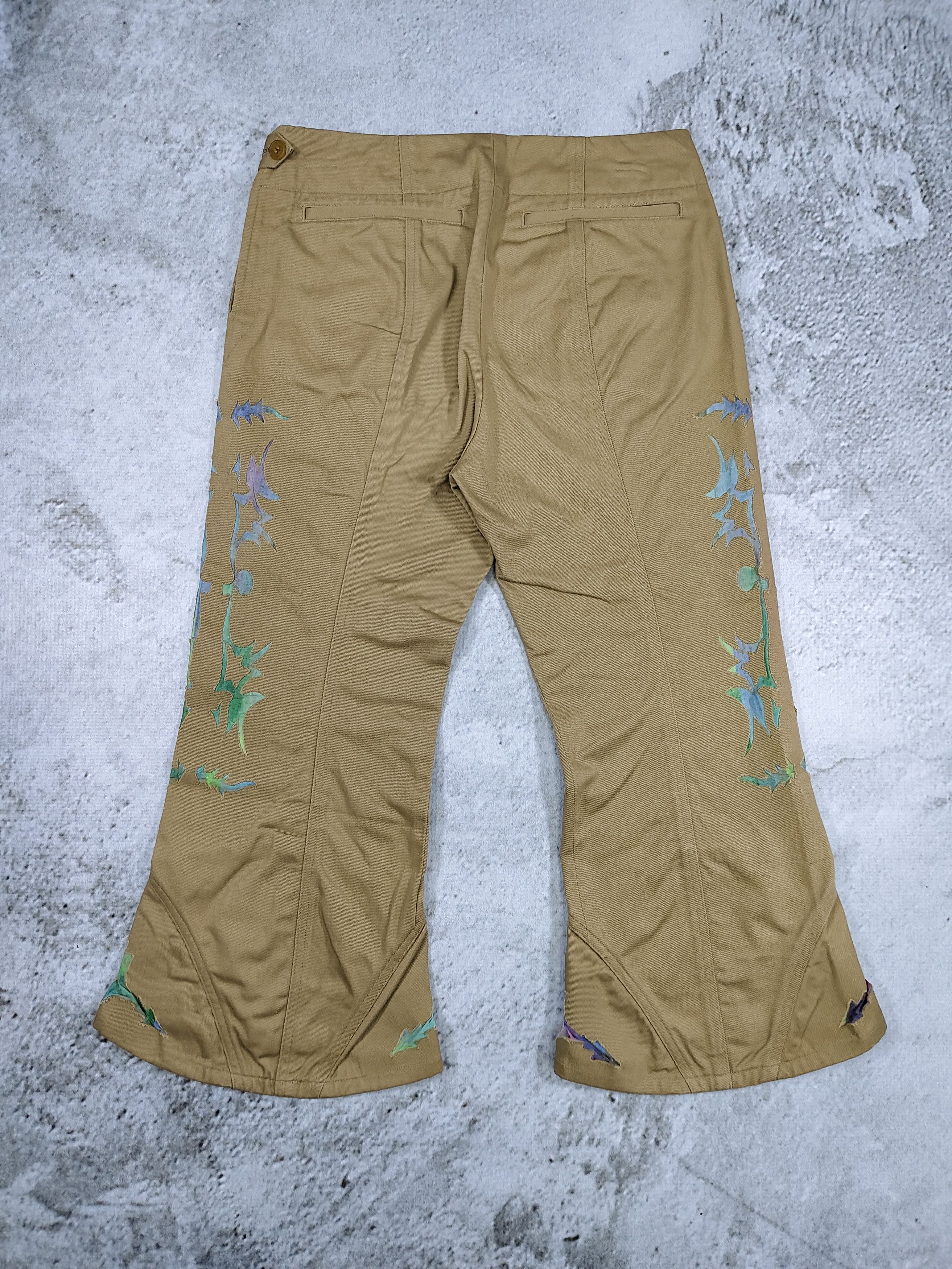 Issey Miyake 00s Issey Miyake- Archive Tribal Applique Bell Bottom Flare Size 29" - 7 Thumbnail