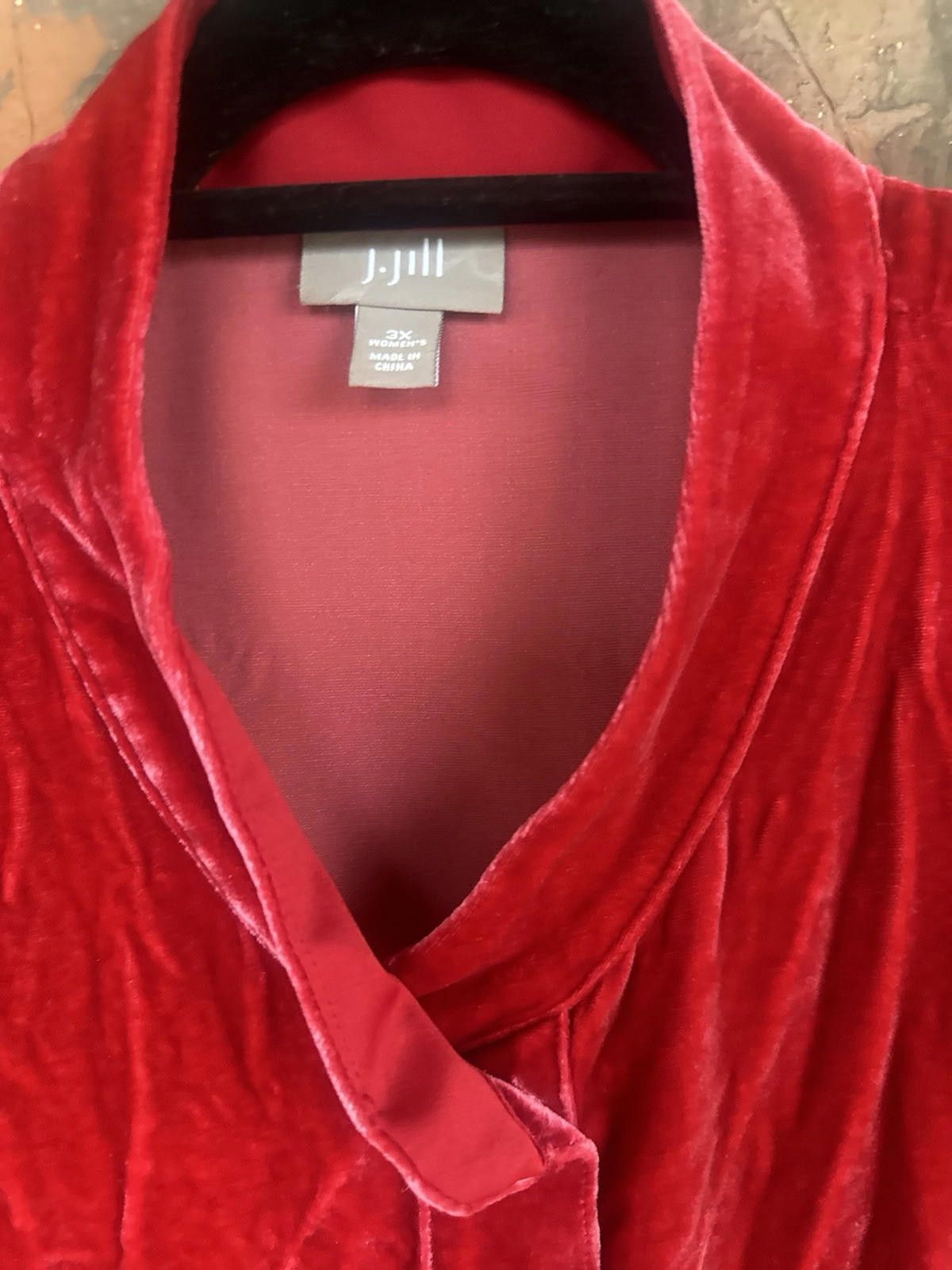 Designer J Jill 3X Faux Velvet Button Down Blouse Pink Size 3XL / US 20-22 - 4 Thumbnail