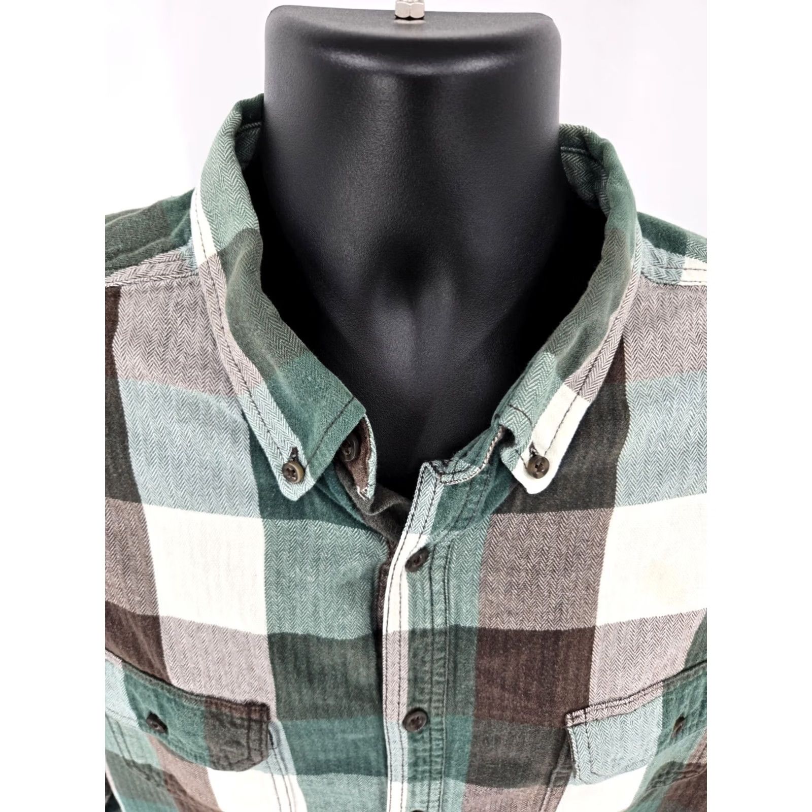 Faded Glory Faded Glory Button-Up Flannel Shirt XL Green Check Outdoor Long Sleeve Pocket Men Size US XL / EU 56 / 4 - 5 Thumbnail
