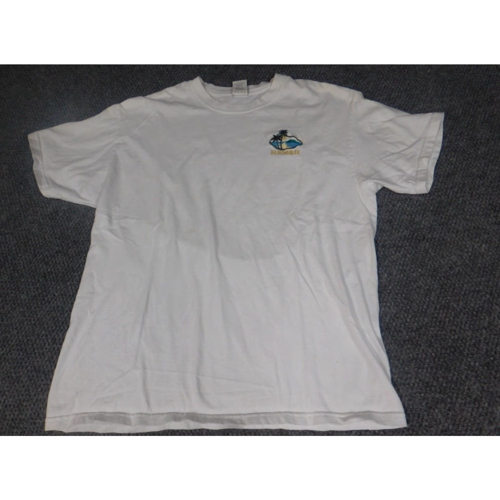 Hanes Hanes White Logo Graphic Hawaii Mens Shirt L Short Sleeve Crew Neck Cotton Blend T-Shirt Vintage No (All Seasons) Size L Mens Size US L / EU 52-54 / 3 - 3 Thumbnail