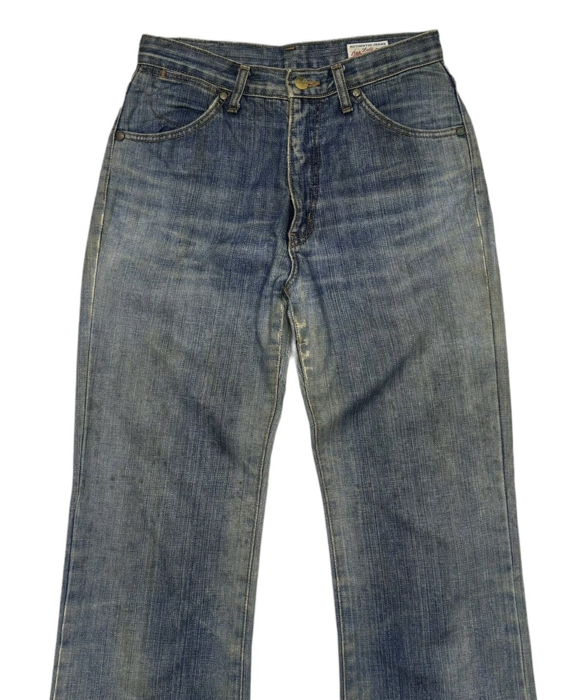 If Six Was Nine Vintage Wrangler Mud Wash Flare Jeans Distressed Denim Size 27" / US 4 / IT 40 - 7 Thumbnail