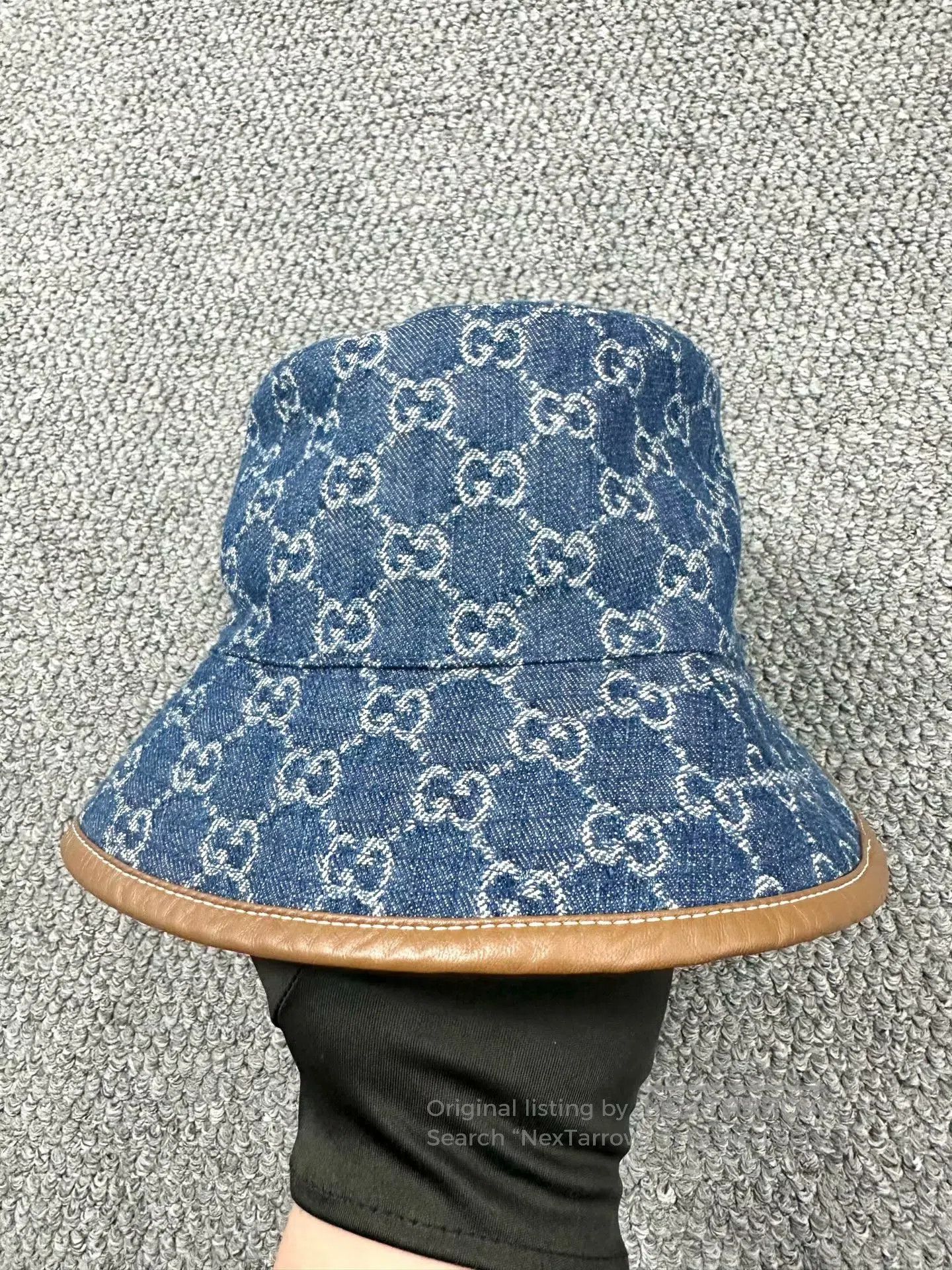 Gucci Guicci size M Blue Full Logo Fisherman's Hat| Size ONE SIZE - 2 Thumbnail