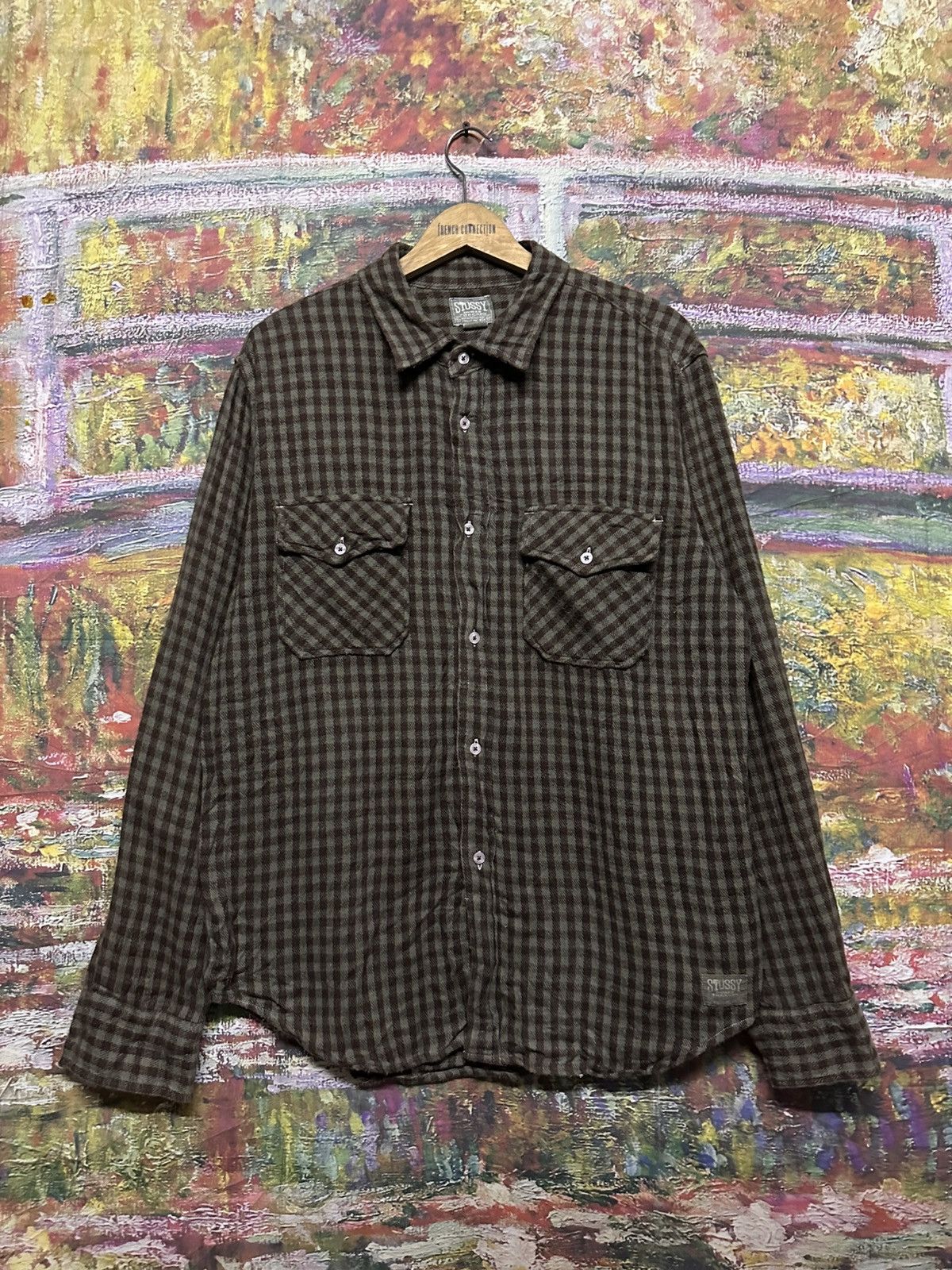 Stussy Stussy Flannel Shirt Khaki Check Size US XL / EU 56 / 4 - 1 Thumbnail