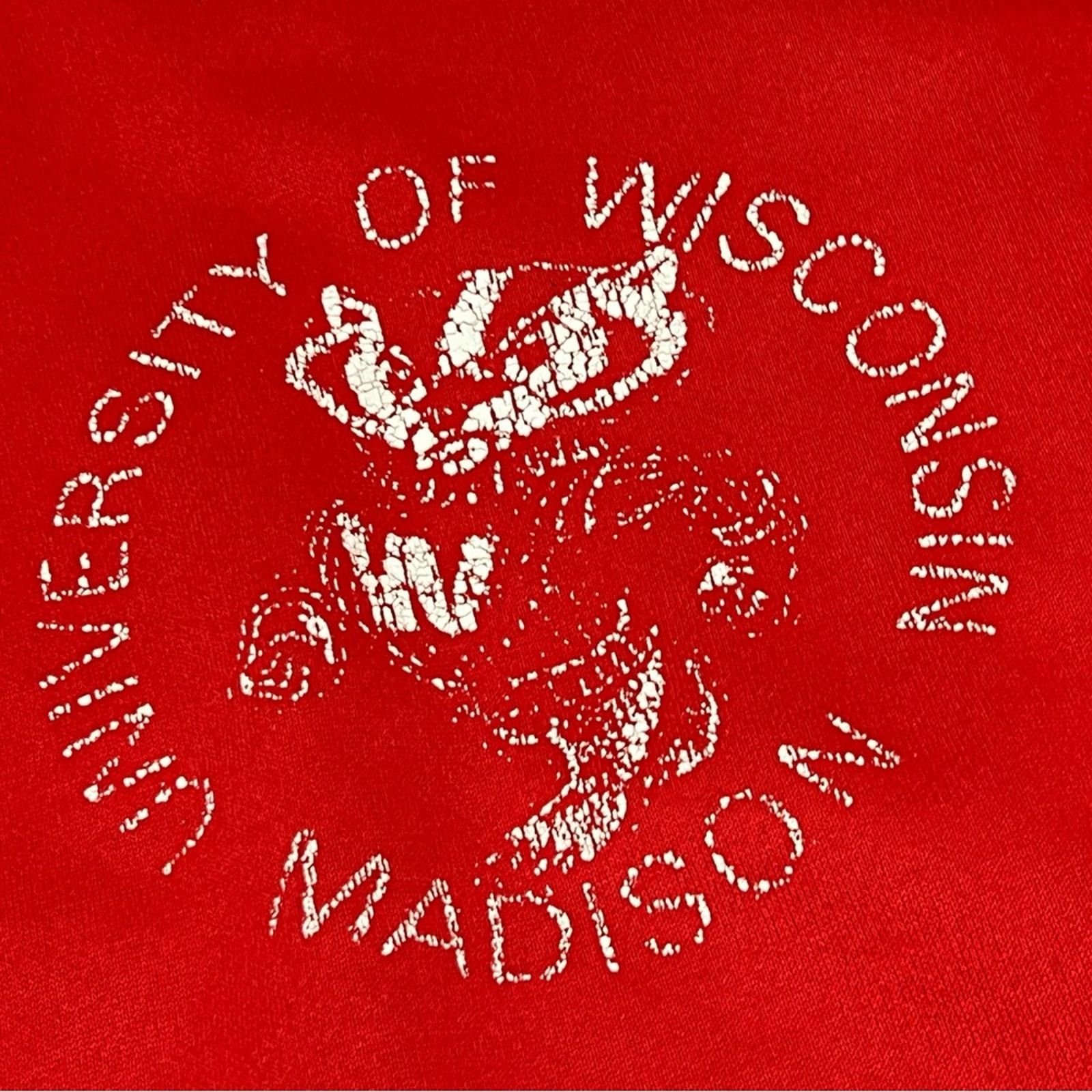 Hanes Vintage Wisconsin Badgers Hoodie Sweatshirt 80s MADE IN USA Size US XL / EU 56 / 4 - 3 Thumbnail