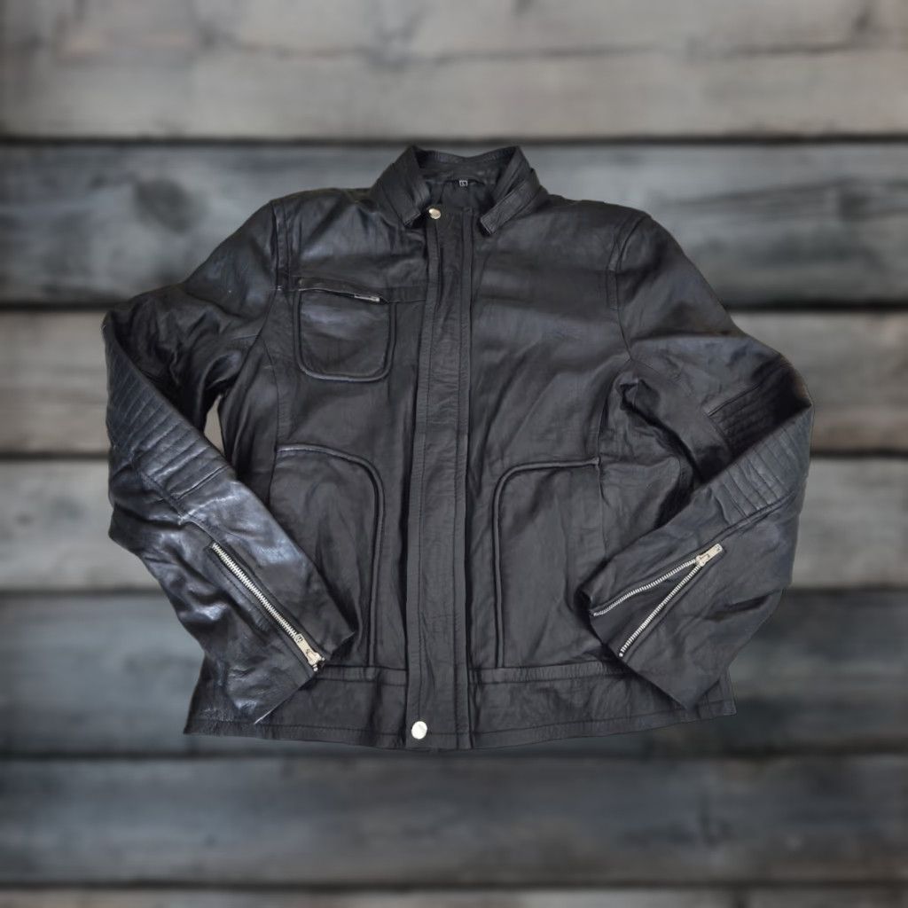 Vintage VINTAGE Real Leather Men's Motorcycle Jacket 90s Black Leather Biker Ride Classic L Size US L / EU 52-54 / 3 - 1 Thumbnail