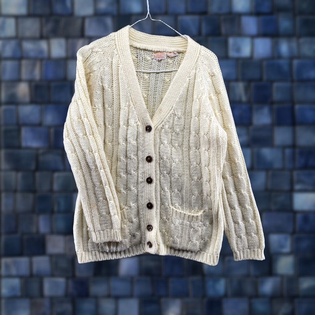 Vintage VINTAGE Hand Full Cardigan Sweater Womens 42 Yellow 100% Virgin Acrylic Size 42 Size M / US 6-8 / IT 42-44 - 1 Thumbnail