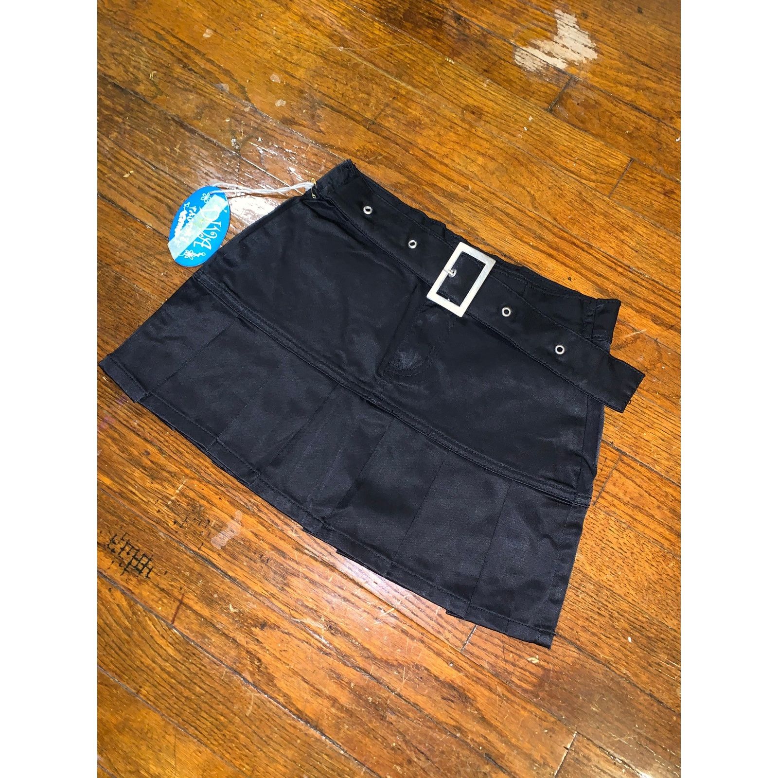 Other × Vintage VTG Diva Pleated Mini Skirt Belted Y2K Black Deadstock Small Size 24" / US 00 / IT 34 - 3 Thumbnail