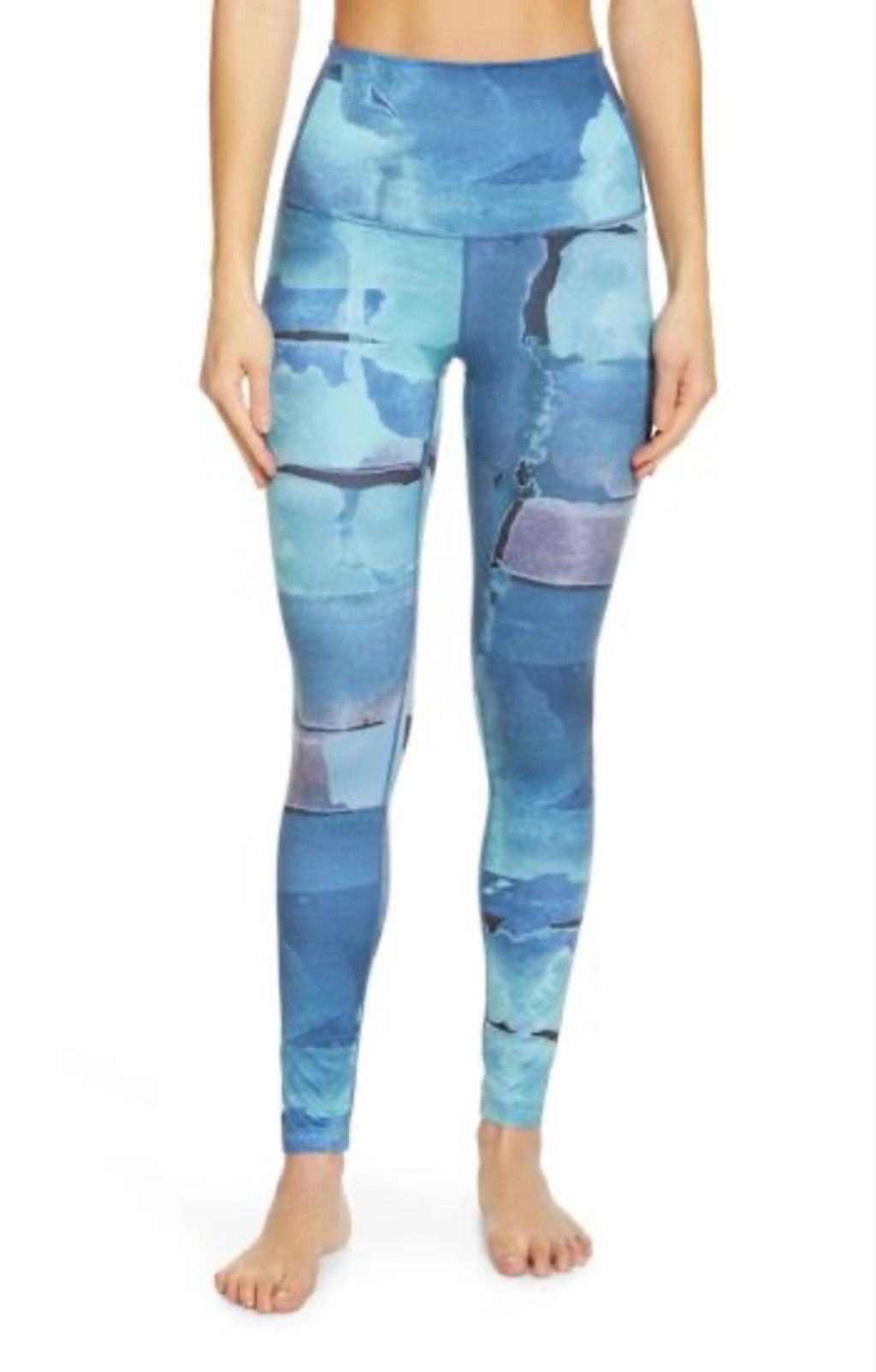 The Unbranded Brand Zella Blue Teal Abstract Print Leggings LP Size 26" / US 2 / IT 38 - 1 Thumbnail