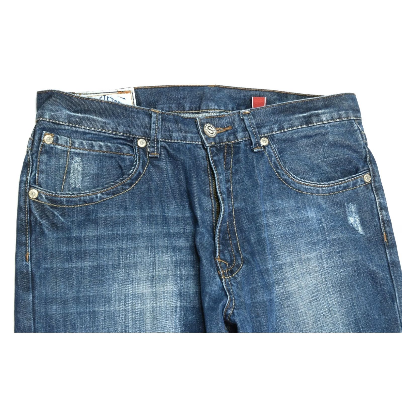 Stetson Stetson Jeans Mens 34x32 Blue Modern Fit Straight Denim Distressed 5-Pocket Design Jeans Mens Size US 34 / EU 50 - 3 Thumbnail