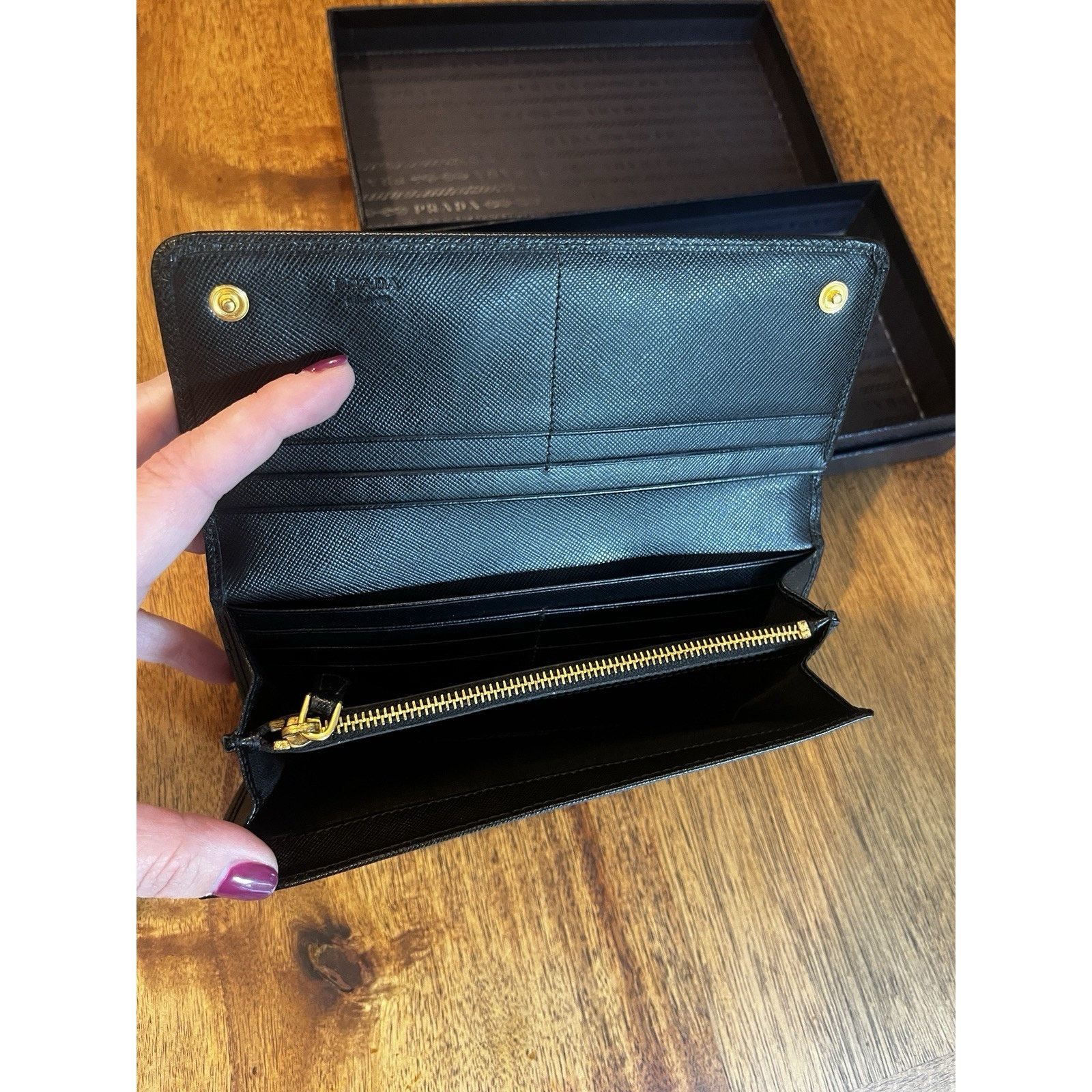 Prada Prada Large Saffiano Leather Wallet 100% Authentic Black Size ONE SIZE - 13 Thumbnail