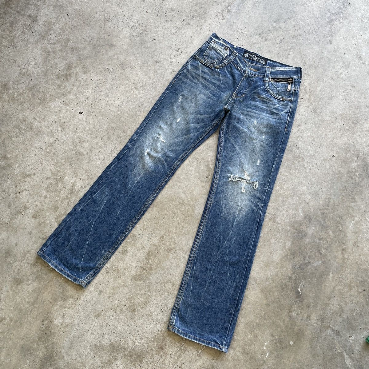 If Six Was Nine Vintage Japan Jeans Skulls Distressed Faded Denim Pants W32 Size US 32 / EU 48 - 4 Thumbnail