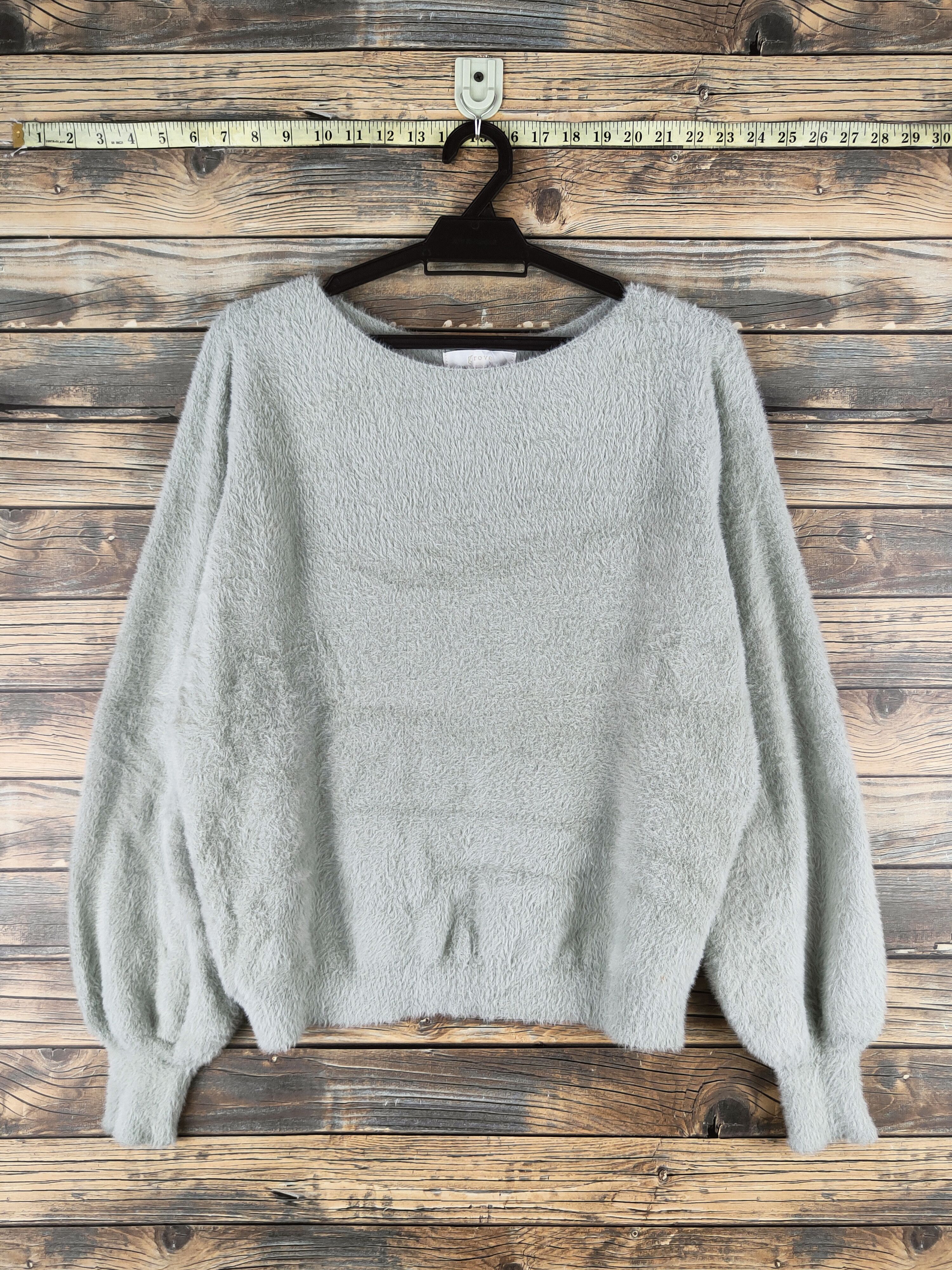 Vintage DL Grove Light Green Fur Mohair Knitwear #46-556 Size L / US 10 / IT 46 - 1 Thumbnail