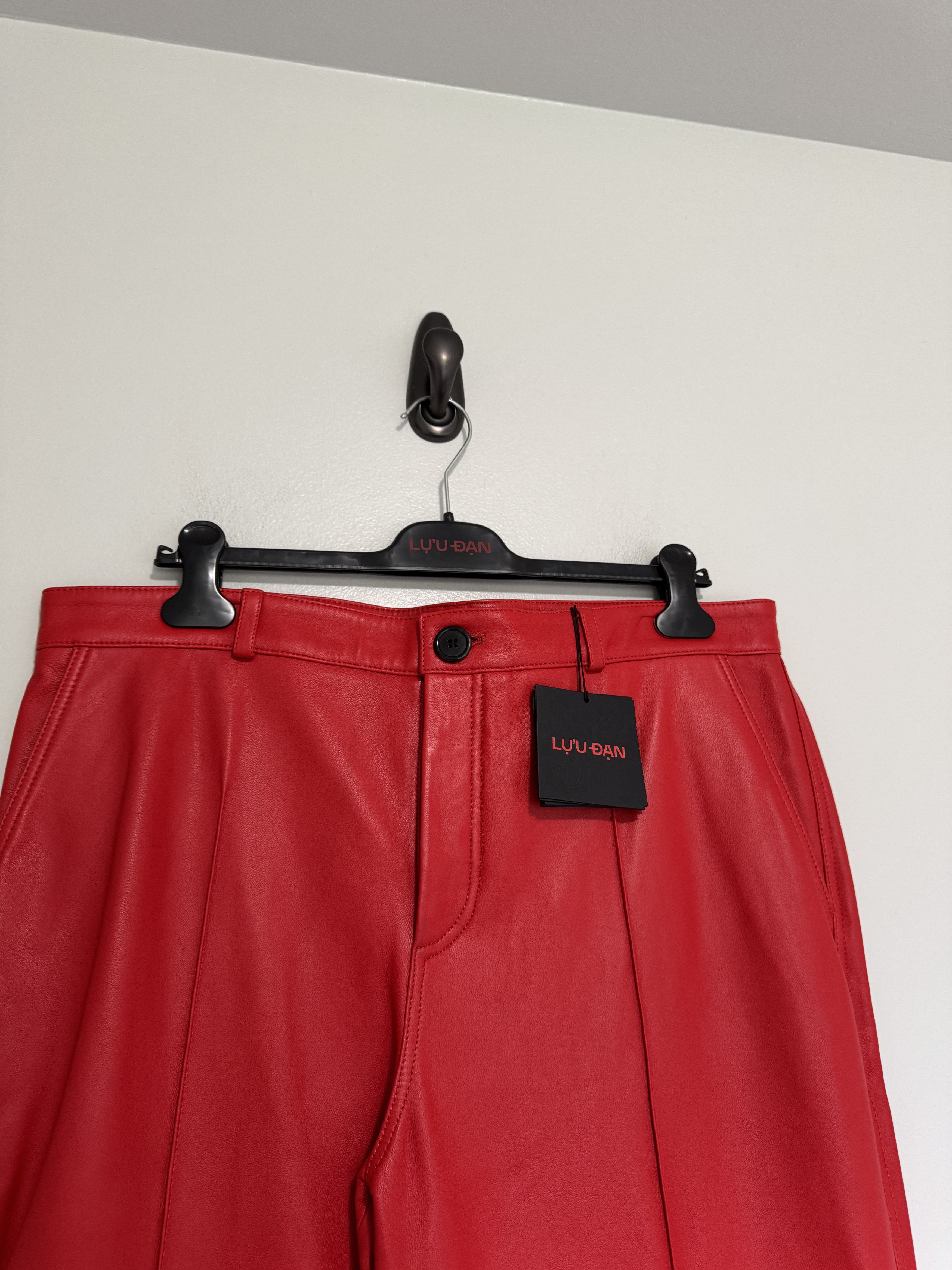LUU DAN LEATHER FLARE BELL BOTTOMS RED $1,295 SIZE 54 Size US 38 / EU 54 - 6 Thumbnail